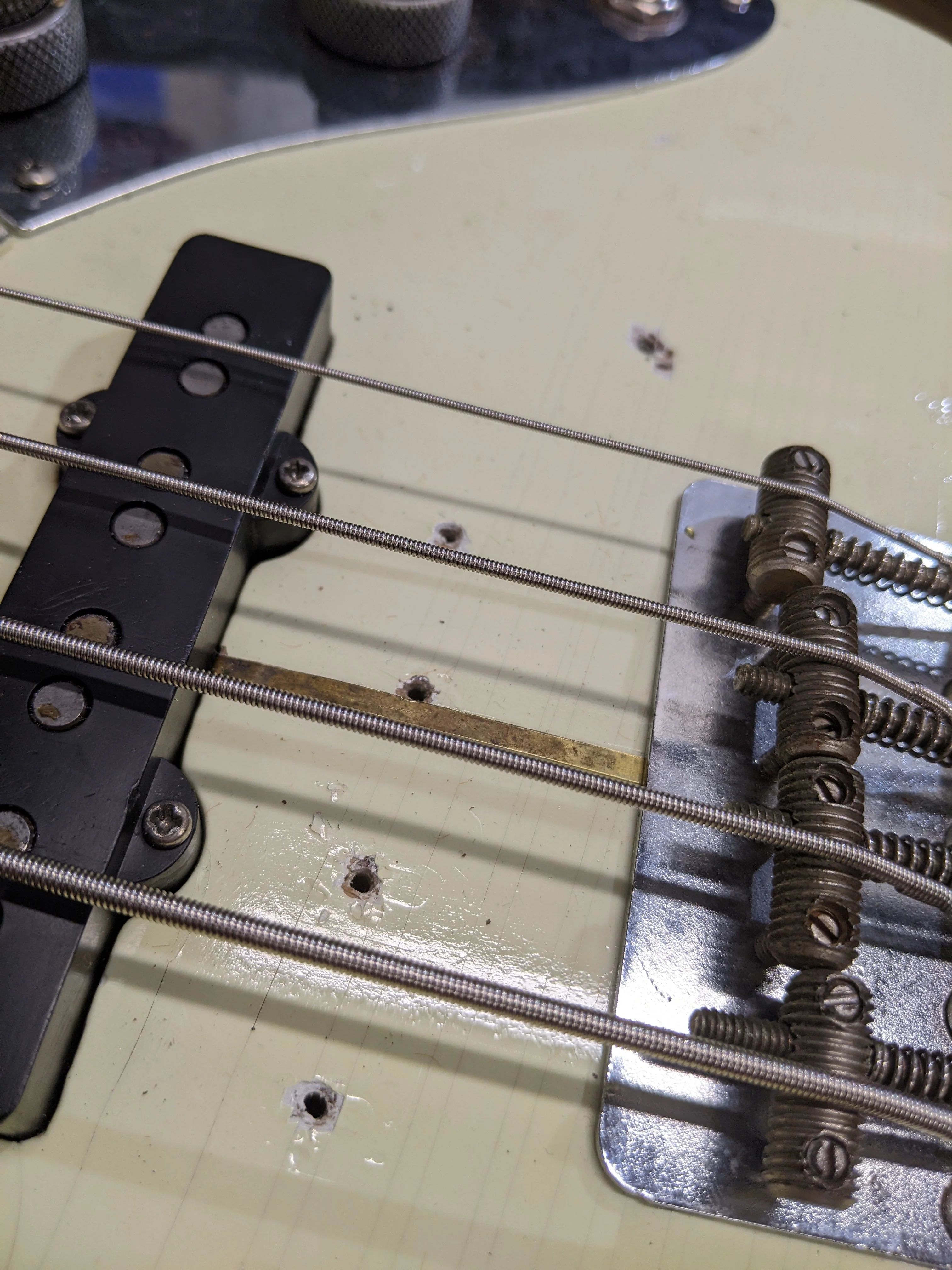 1961 Fender Jazz Bass Refin Stacked Knobs Olympic White - Image 23