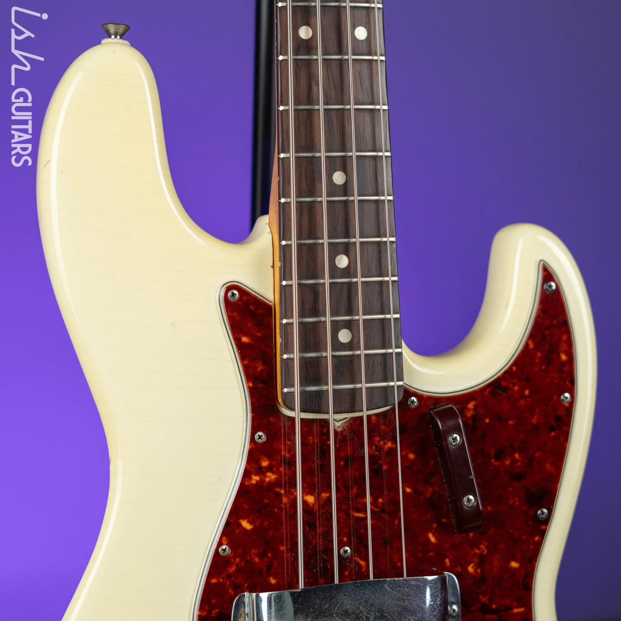 1961 Fender Jazz Bass Refin Stacked Knobs Olympic White - Image 3