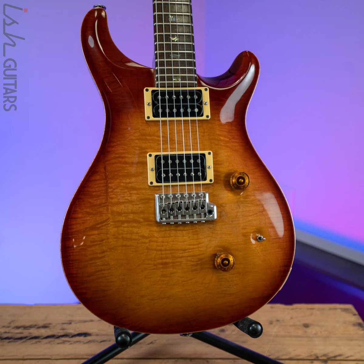 1986 PRS Custom 24 1-Piece Top Birds Hand Signed Dark Cherry Sunburst