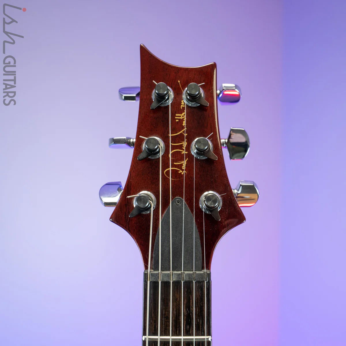 1986 PRS Custom 24 1-Piece Top Birds Hand Signed Dark Cherry Sunburst - Image 7