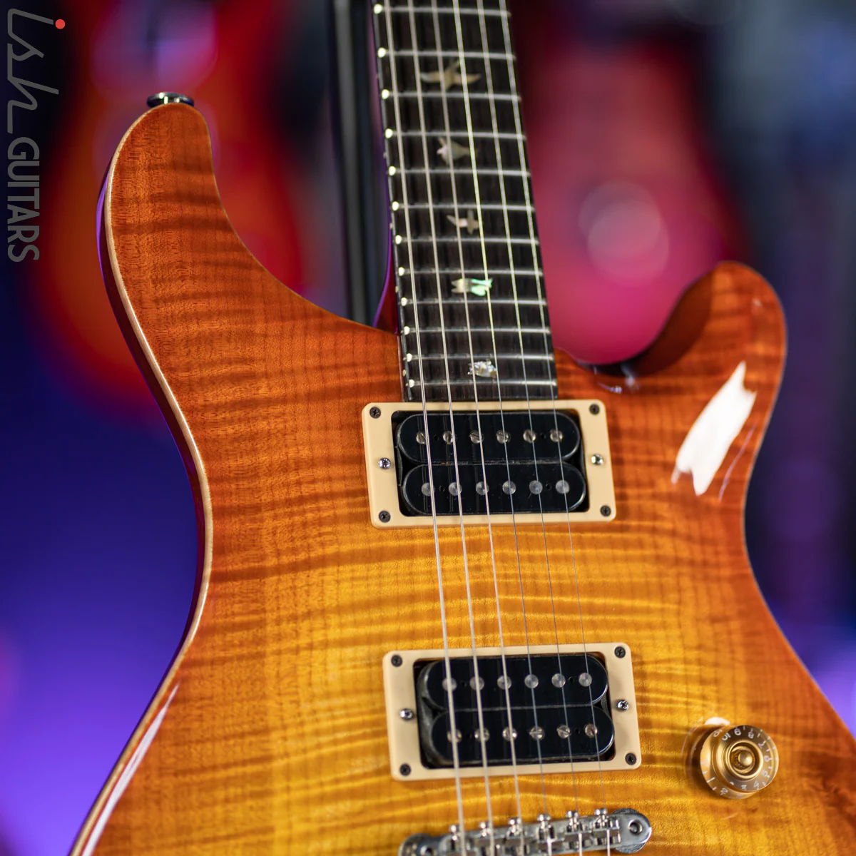 1989 PRS Custom 24 RARE Factory 2 Piece Stoptail 10 Top Sunburst - Image 5