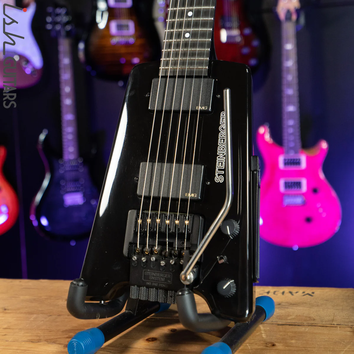 1989 Steinberger GL2T Trans Trem Guitar Black - Image 2