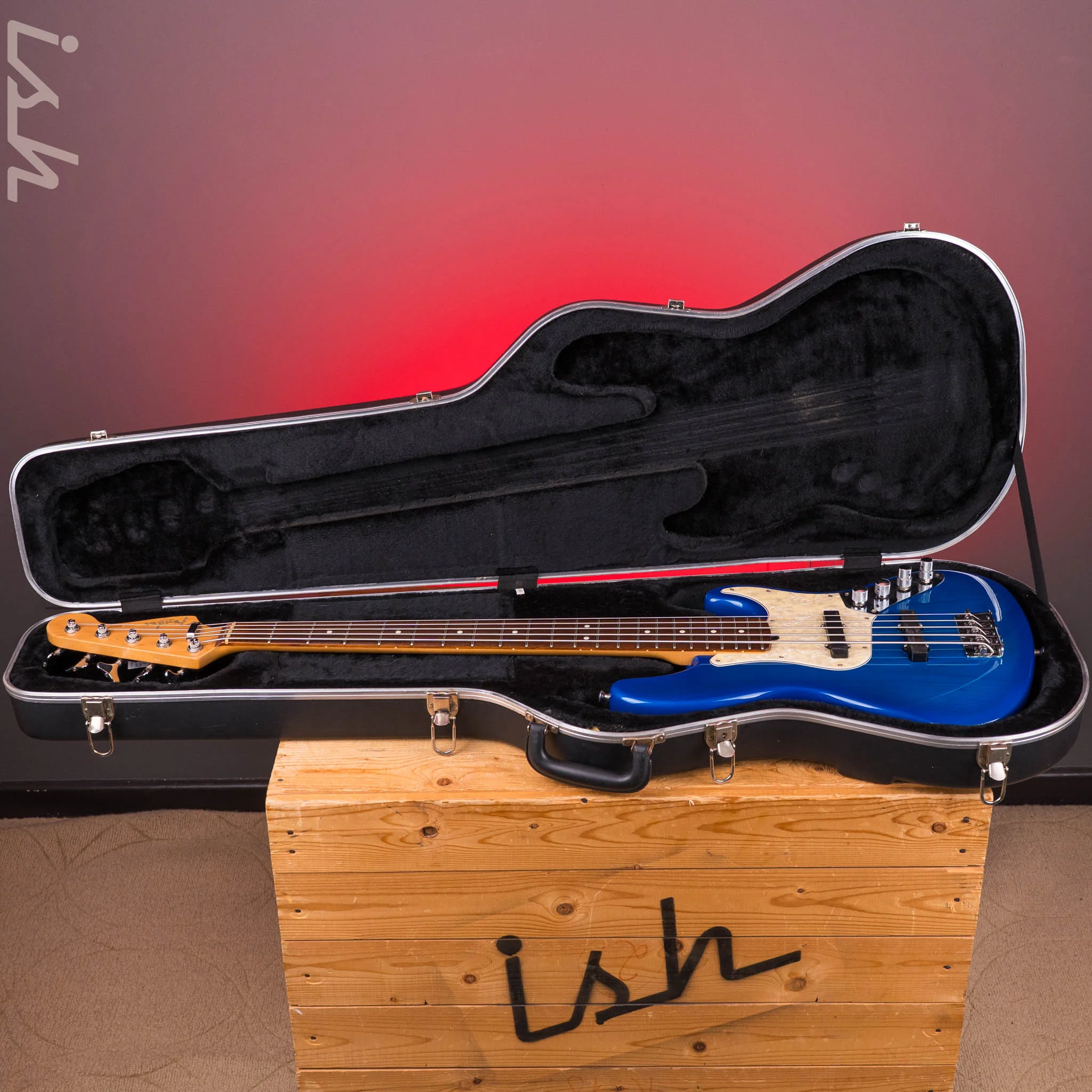 1996 Fender 50th Anniversary USA Jazz Bass Deluxe Active Blue Burst w/ EMG Pickups & Preamp - Image 19