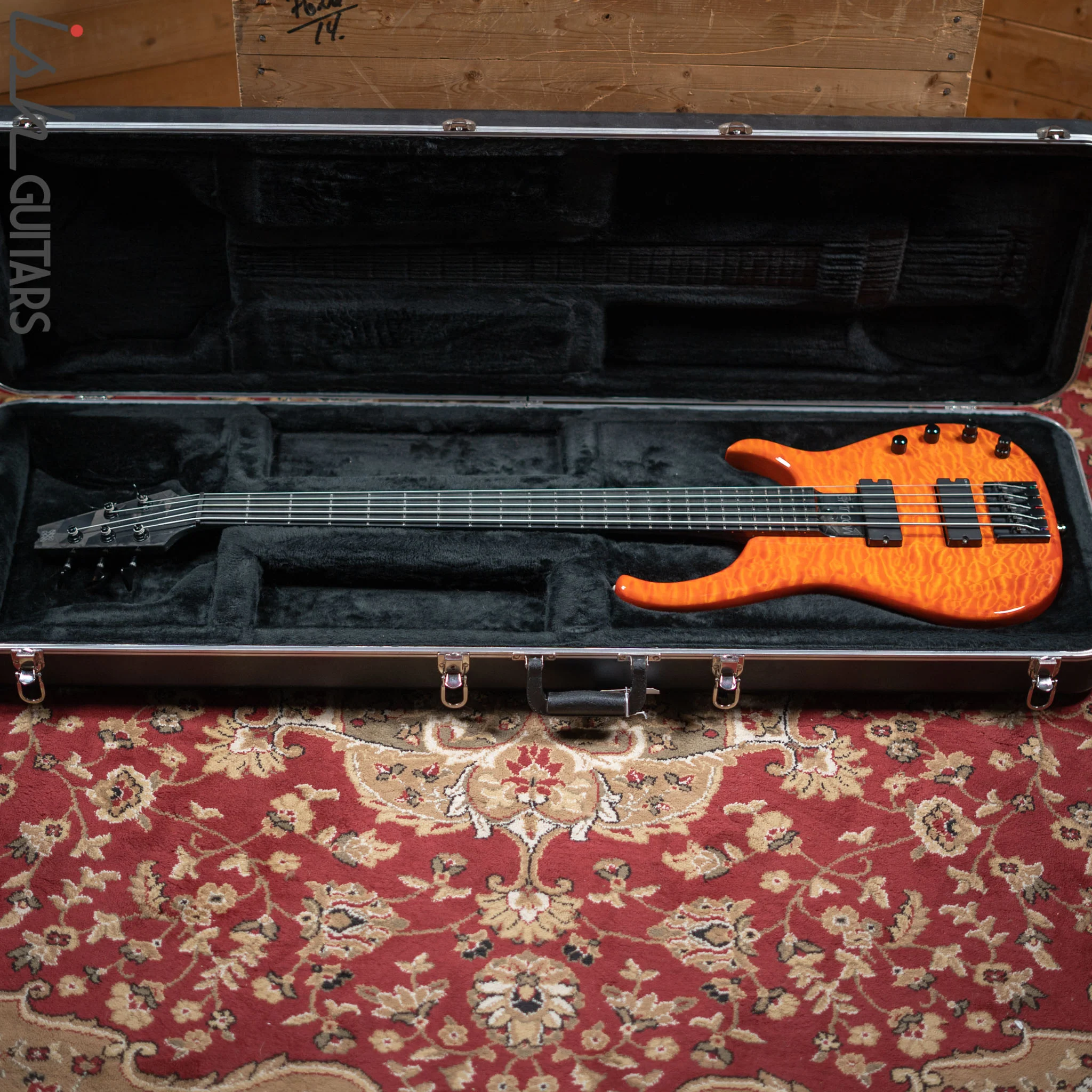 1998 Modulus Q5 Quantum 5-String Bass Orange Quilt - Image 19