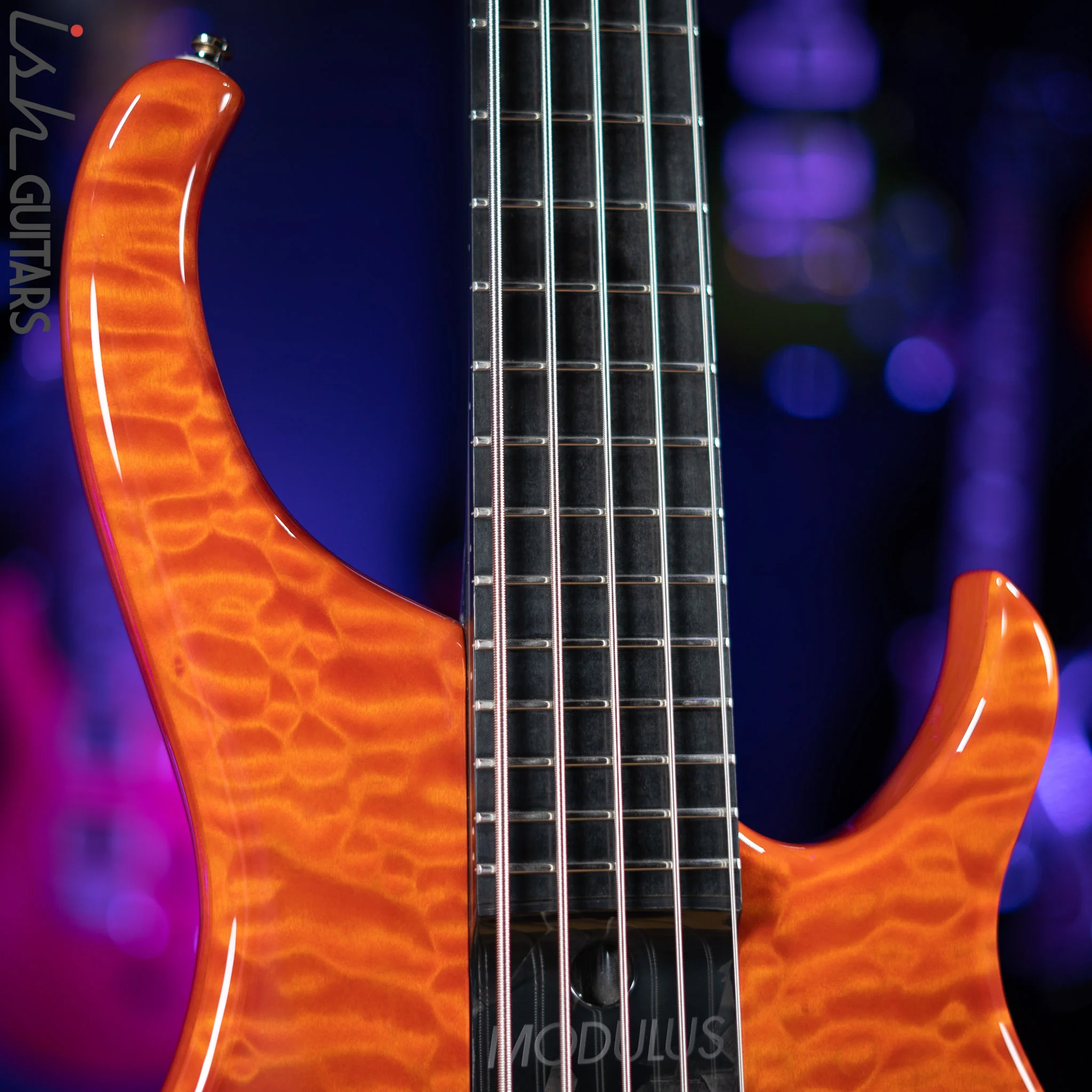 1998 Modulus Q5 Quantum 5-String Bass Orange Quilt - Image 3