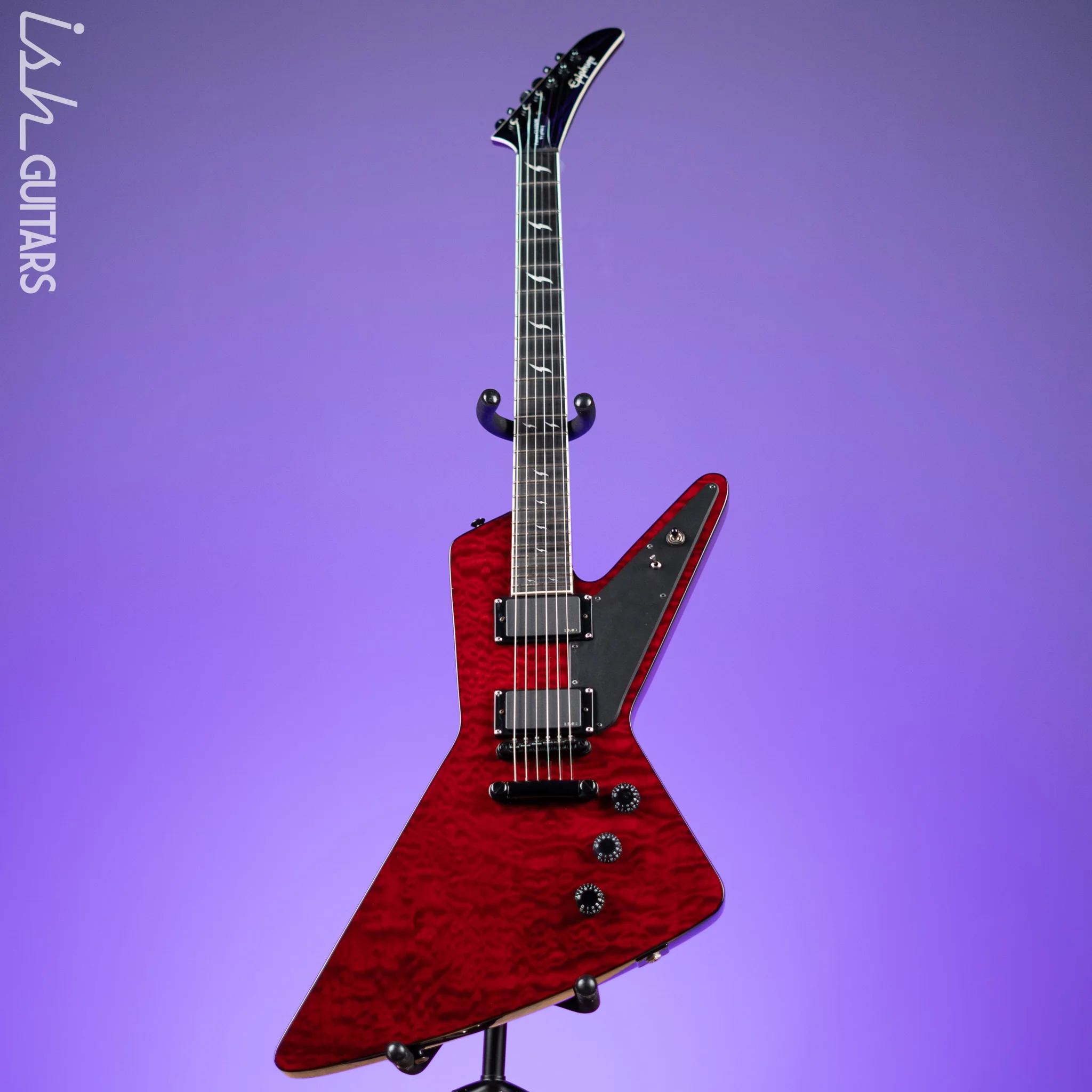2008 Epiphone Prophecy Futura Custom Explorer Black Cherry - EMG PA-2 Preamp - Image 3