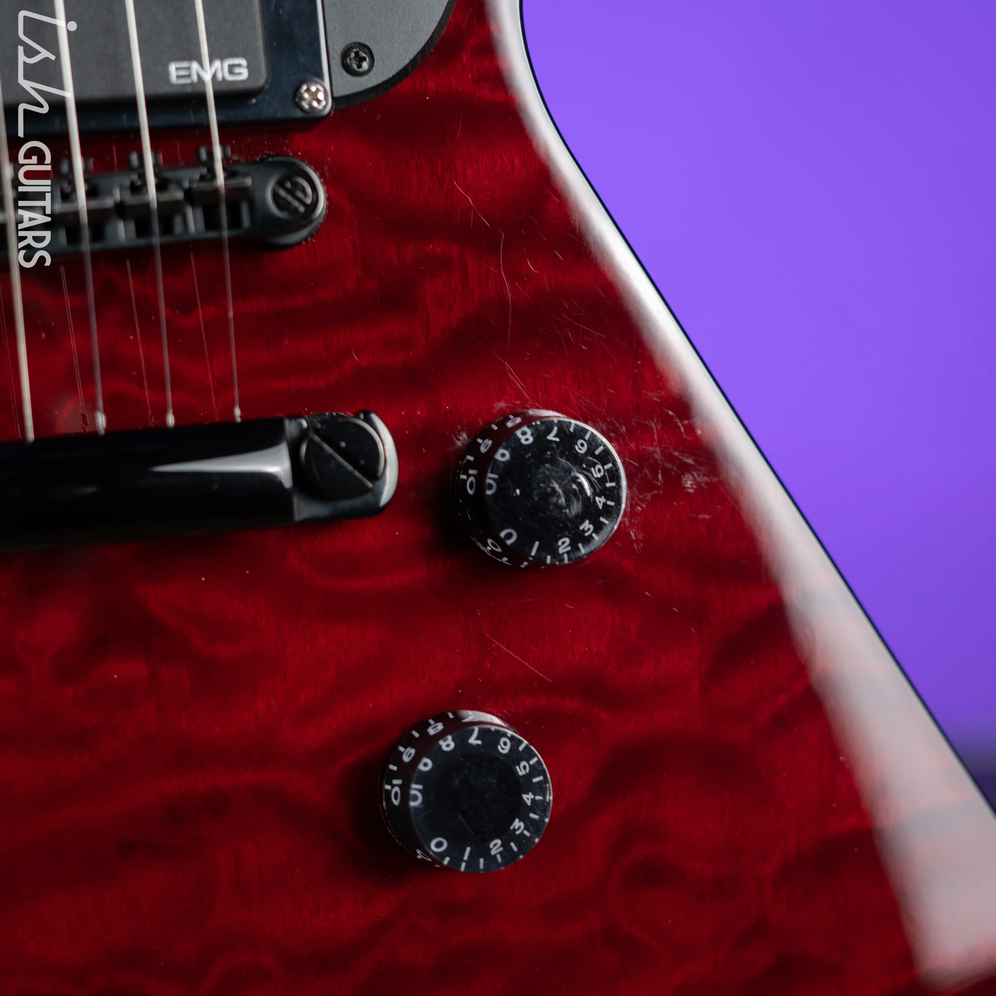 2008 Epiphone Prophecy Futura Custom Explorer Black Cherry - EMG PA-2 Preamp - Image 6