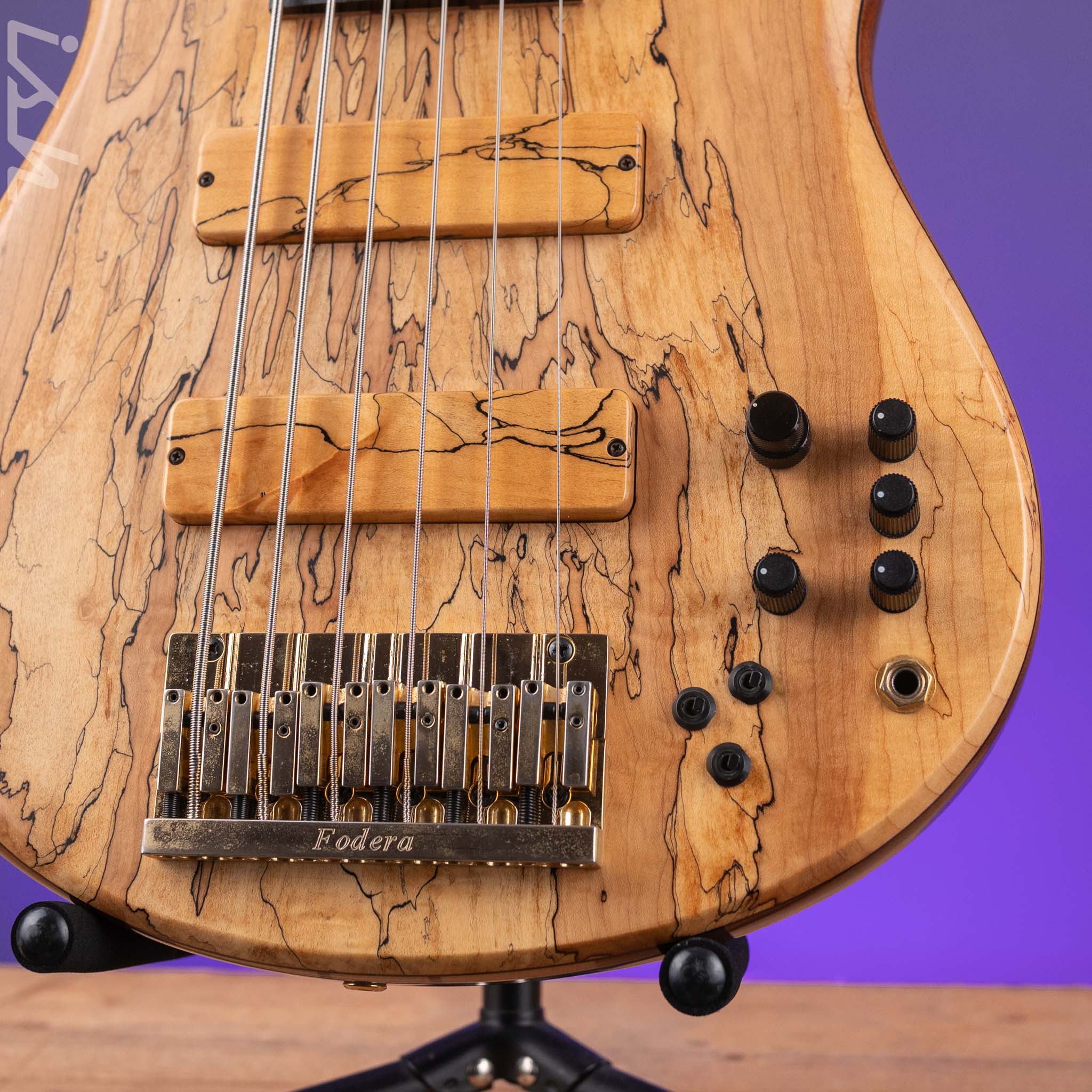 2008 Fodera Monarch Custom 6 String Fretless Bass Spalted Maple - Image 5