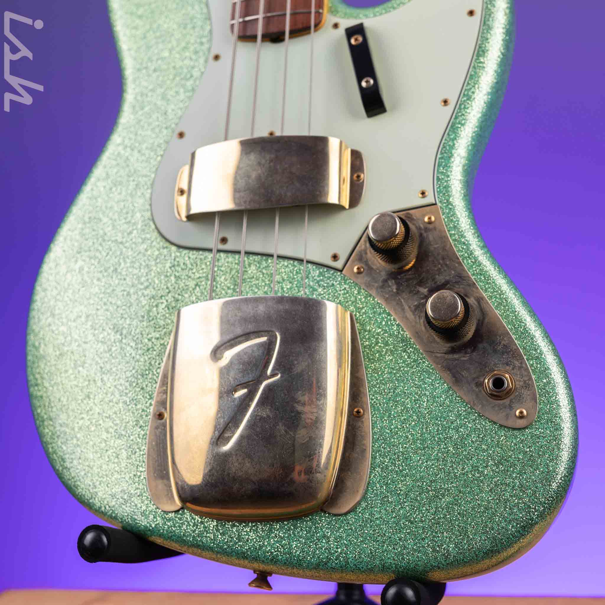 2010 Fender Custom Shop 1960 Jazz Bass Relic Seafoam Green Sparkle Gold Hardware - Image 4