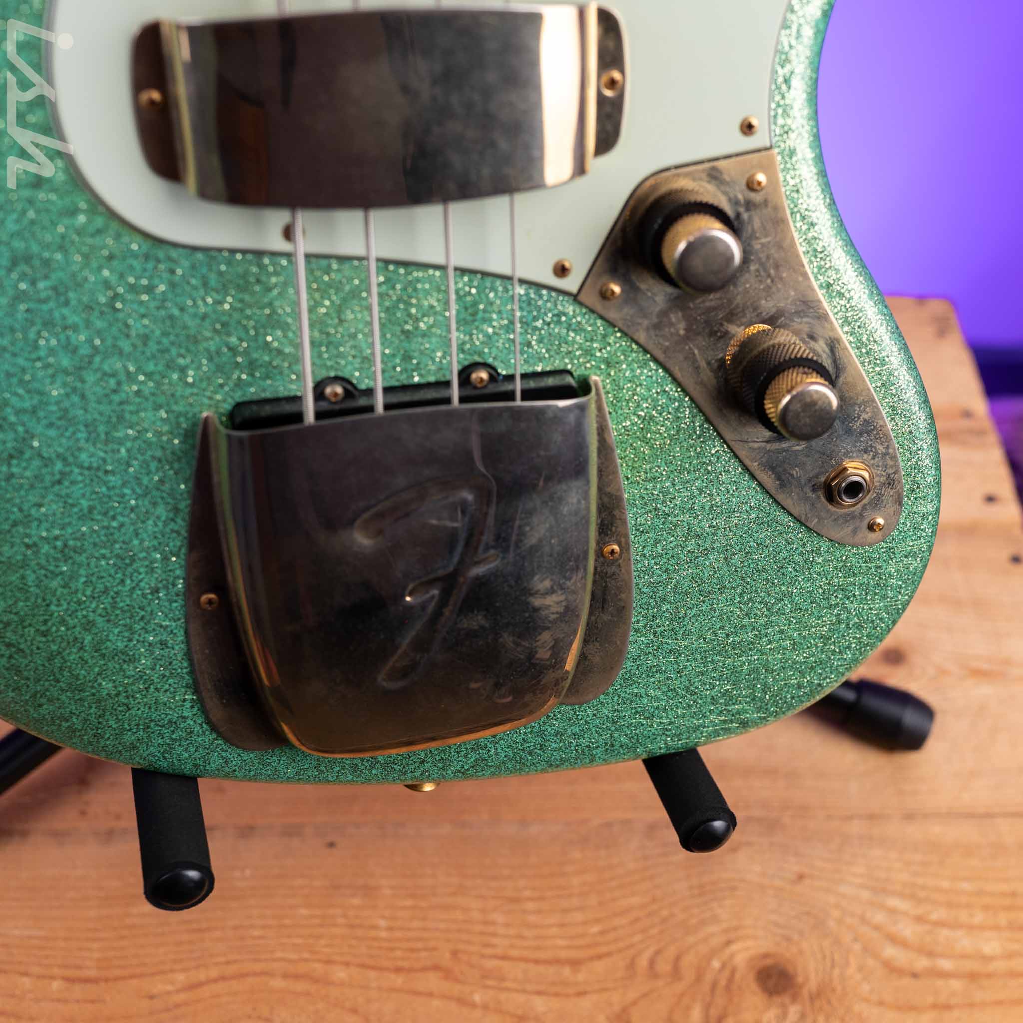 2010 Fender Custom Shop 1960 Jazz Bass Relic Seafoam Green Sparkle Gold Hardware - Image 7