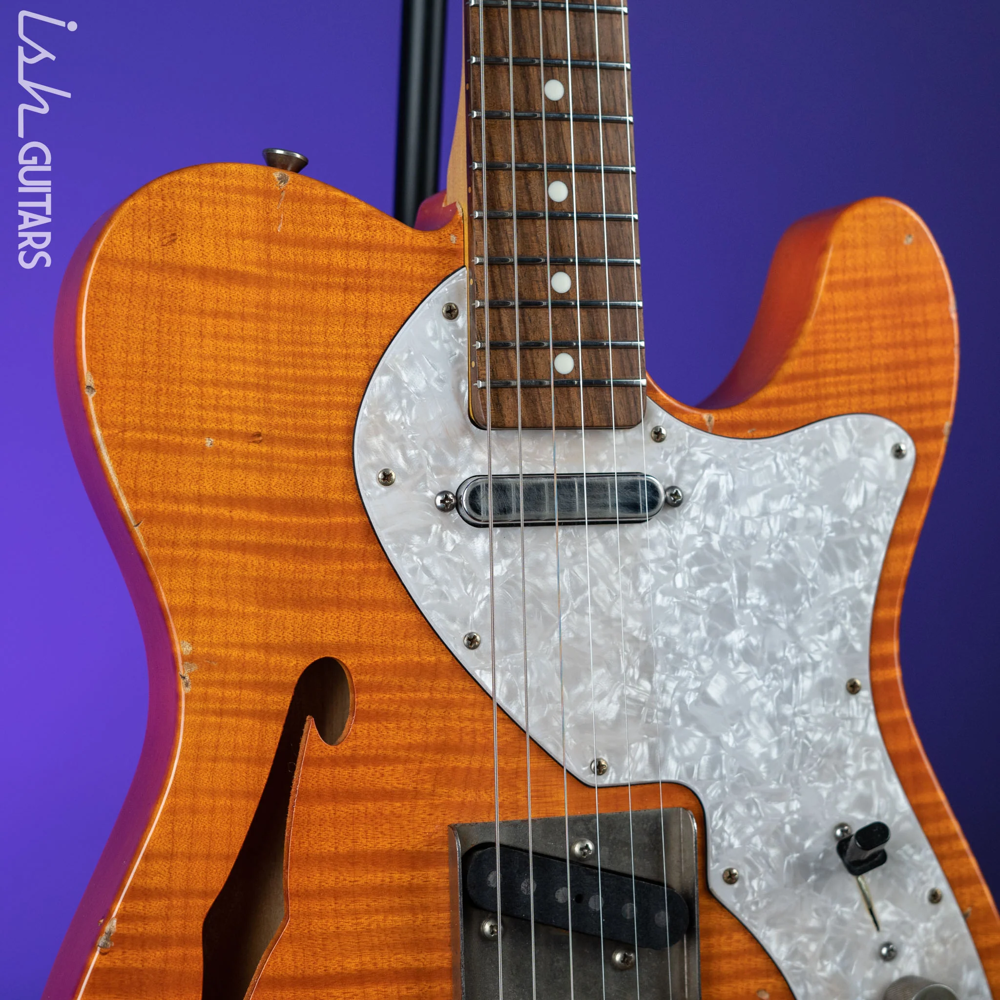 2011 Nashville Guitars T-69TL Thinline Tele Orange - Image 3