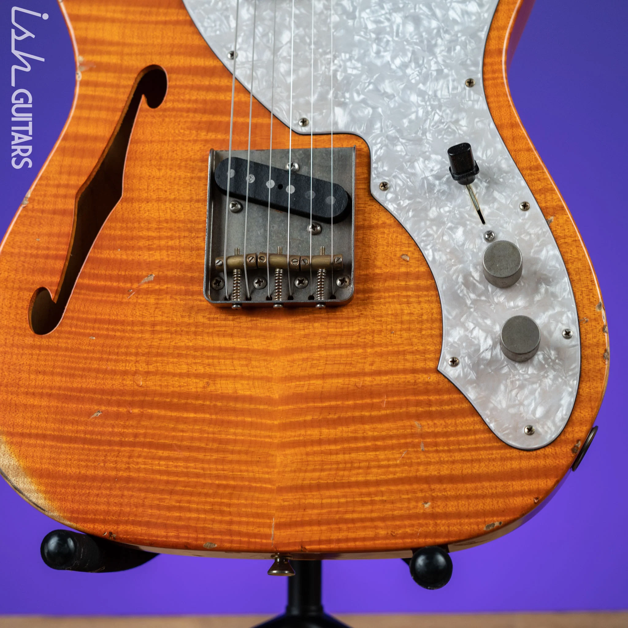 2011 Nashville Guitars T-69TL Thinline Tele Orange - Image 4