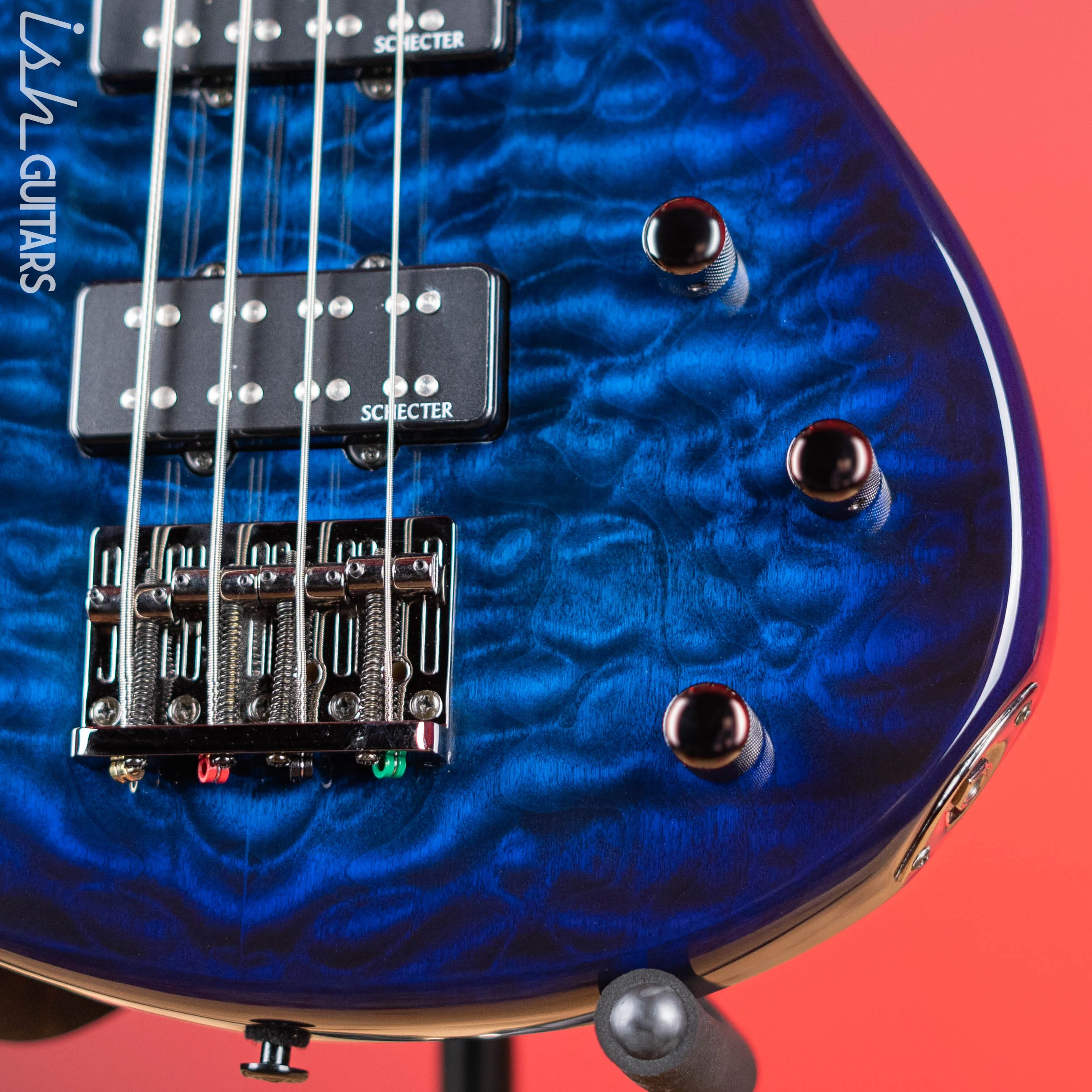 2011 Schecter Diamond Series Raiden Special 4-String Bass Blue Burst - Image 4