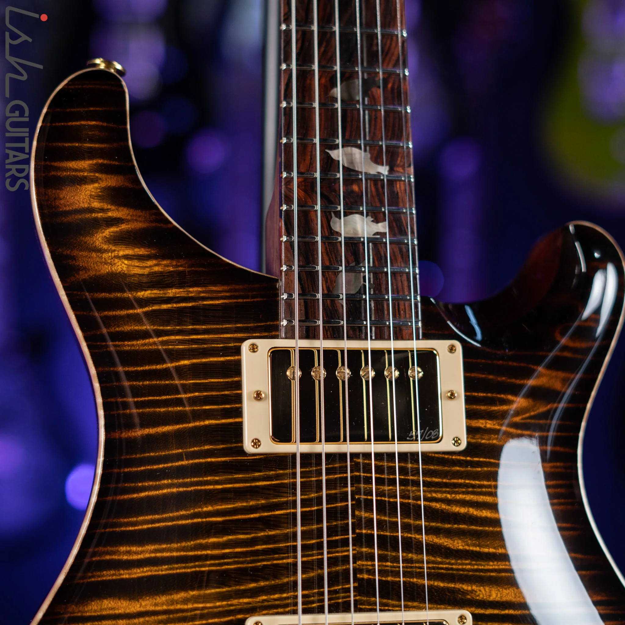 PRS Custom 22 Private Stock Tiger Eye Smoked Burst Birds On A Wire - Image 4