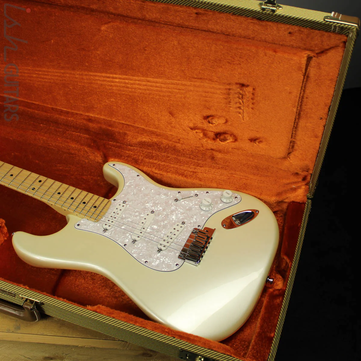 2014 Fender American Deluxe Stratocaster Olympic Pearl White Seymour Duncan Humbucker Pickups - Image 18