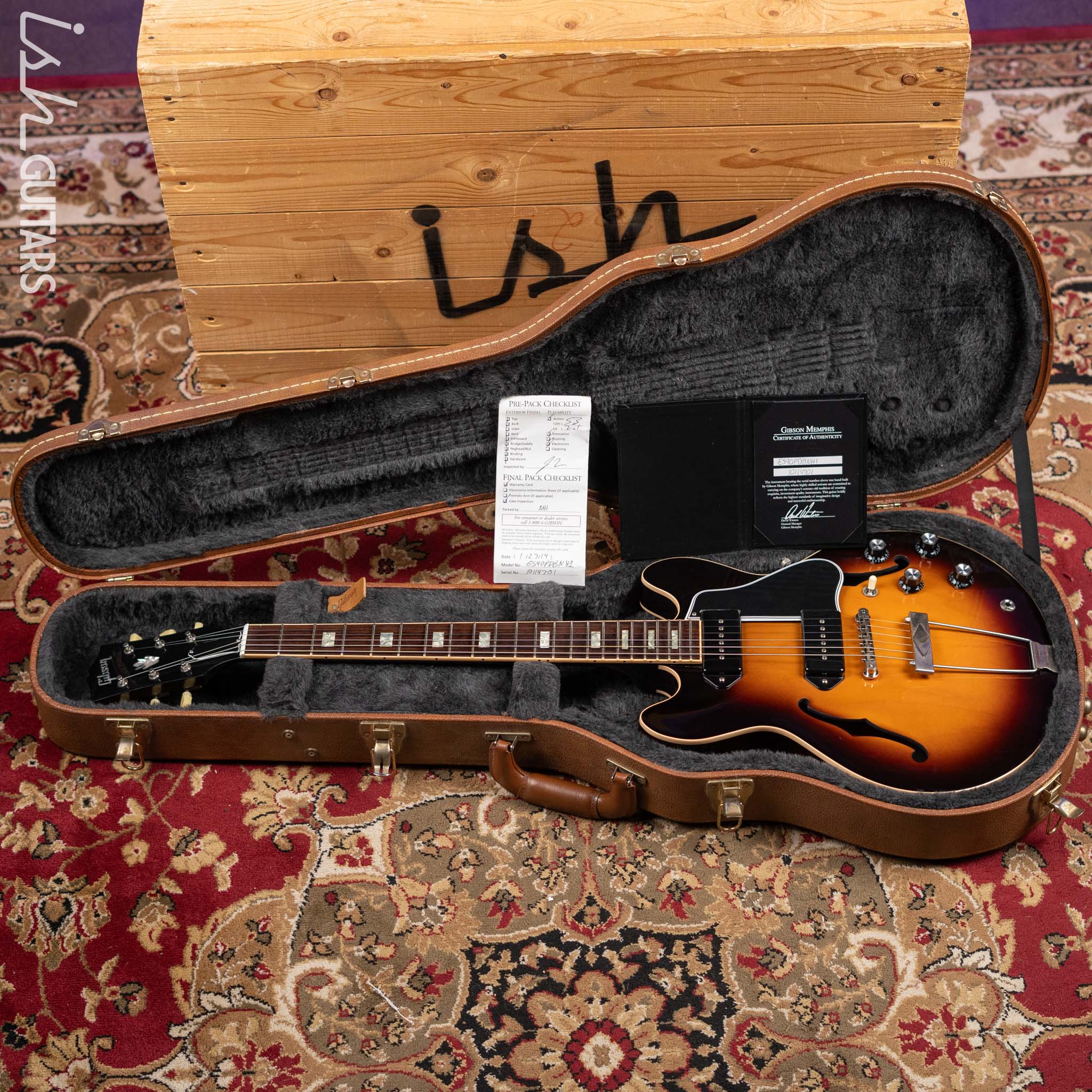 2014 Gibson Memphis ES-390 P90 Dark Sunburst - Image 21