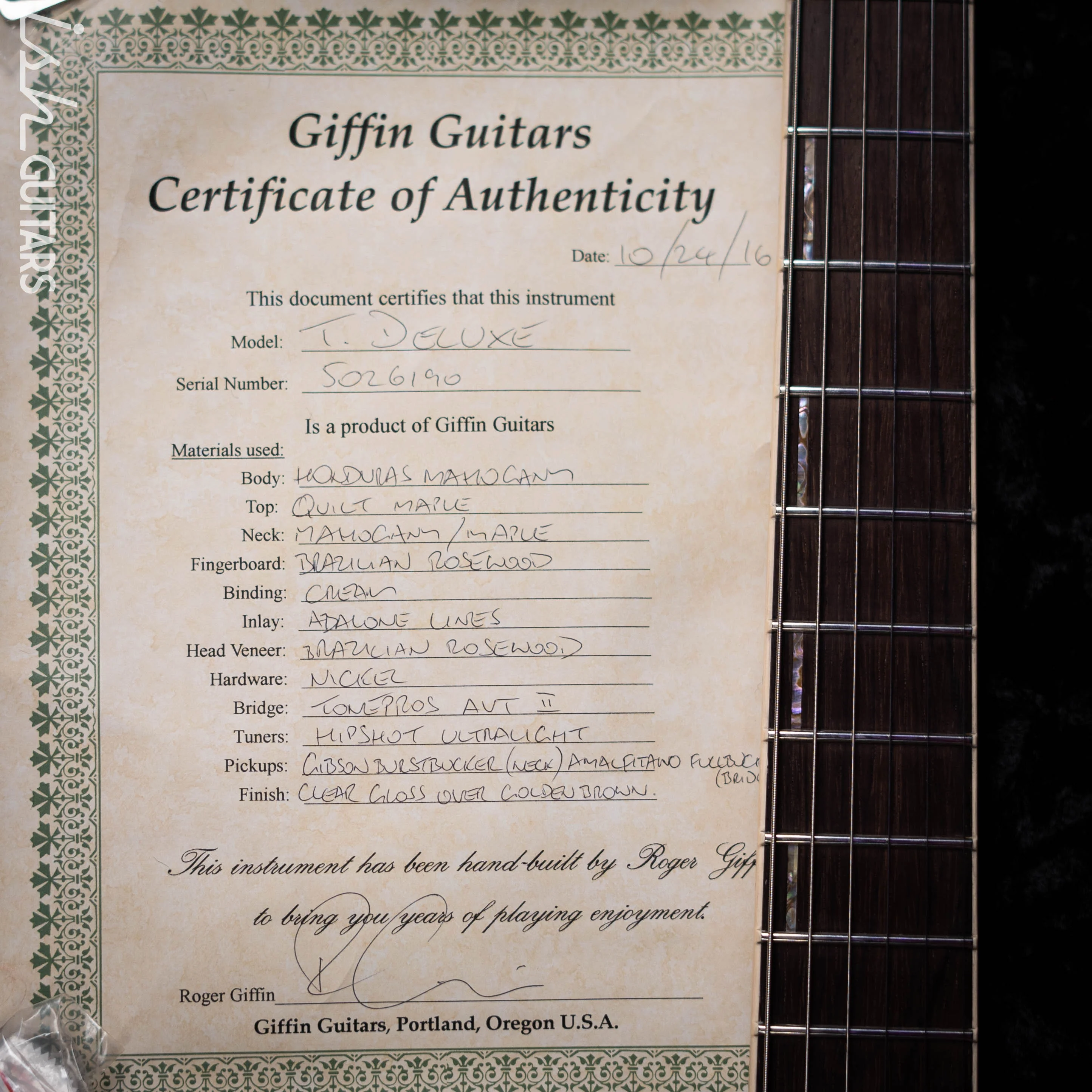 2016 Giffin T. Deluxe Clear Gloss over Golden Brown - Image 17