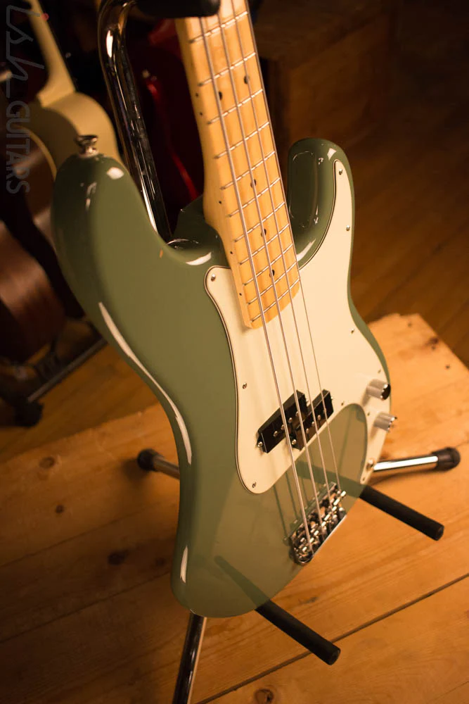 2017 Fender American Precision Bass Antique Olive - Image 6