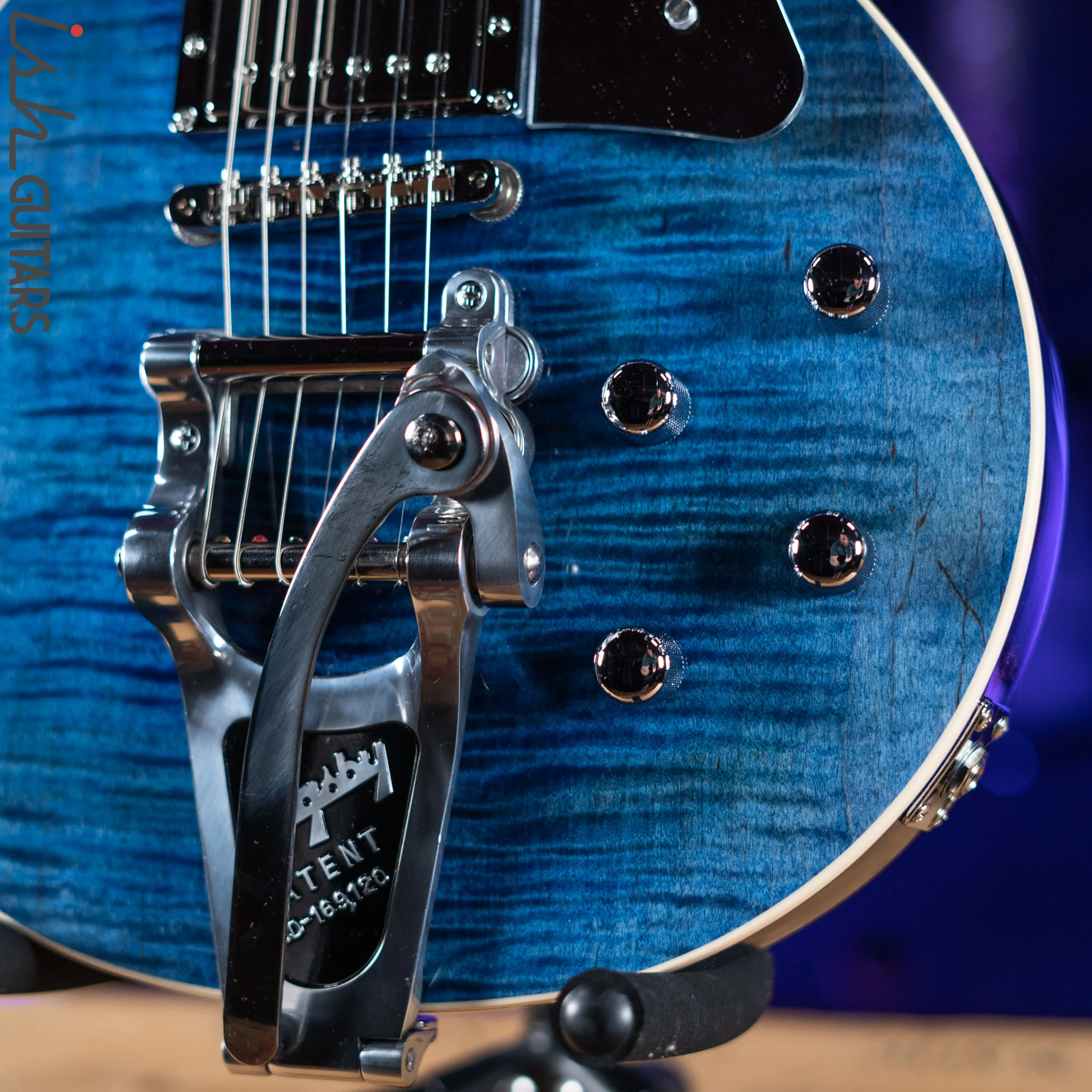 2017 Gibson Custom Shop USA Les Paul Bigsby (Class 5 COA) Faded Blue Flame - Image 4