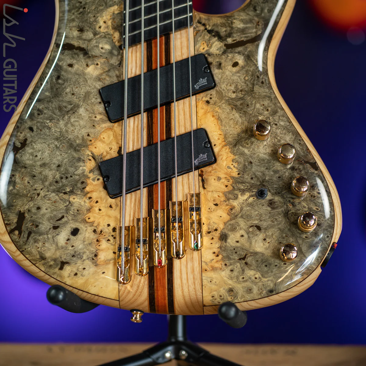 2017 Mayones Custom 5 Pi II VF Multi-Scale Bass Buckeye Burl Natural - Image 4