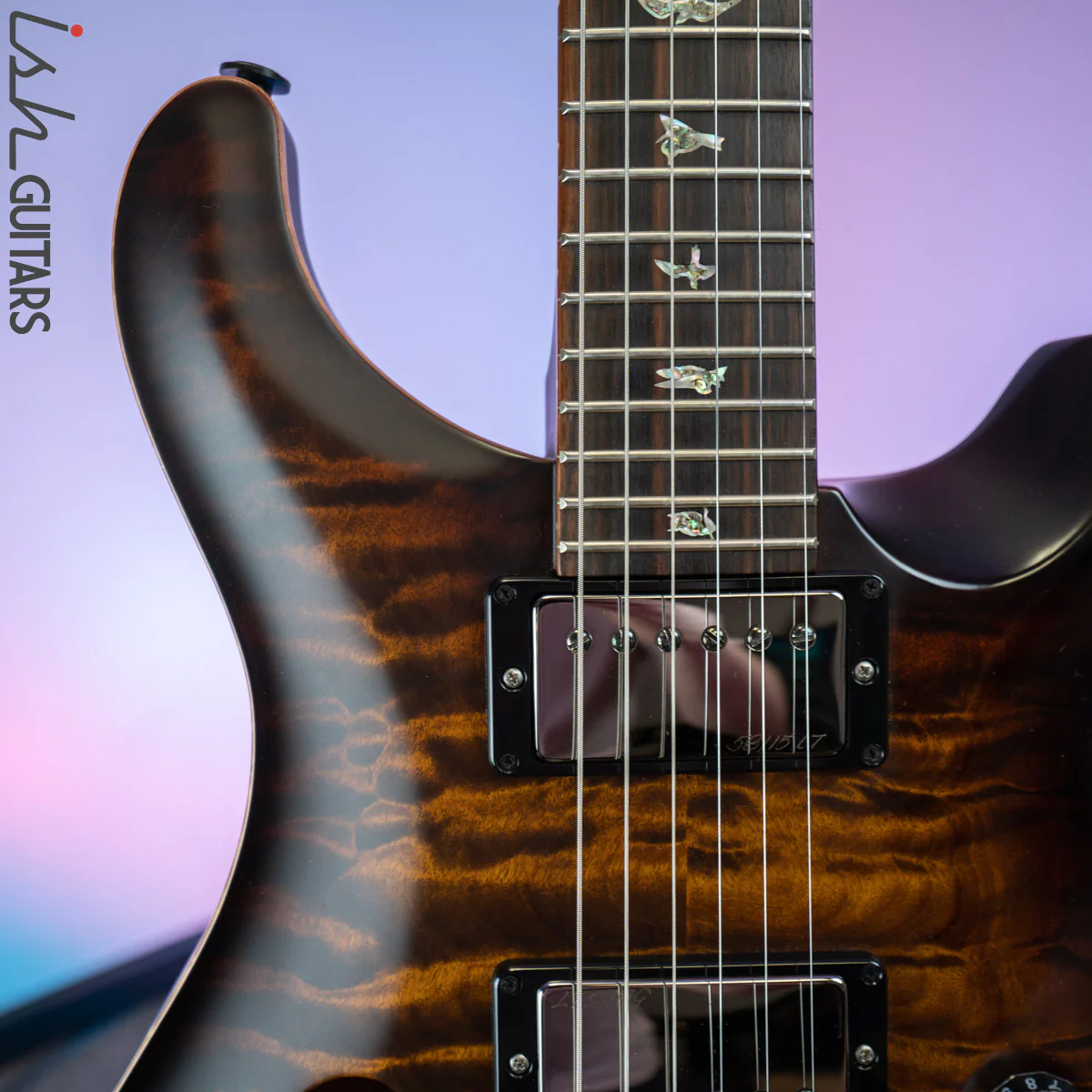2017 PRS Wood Library Custom 24 Semi-Hollow Satin Black Gold Burst 10 Top - Image 3