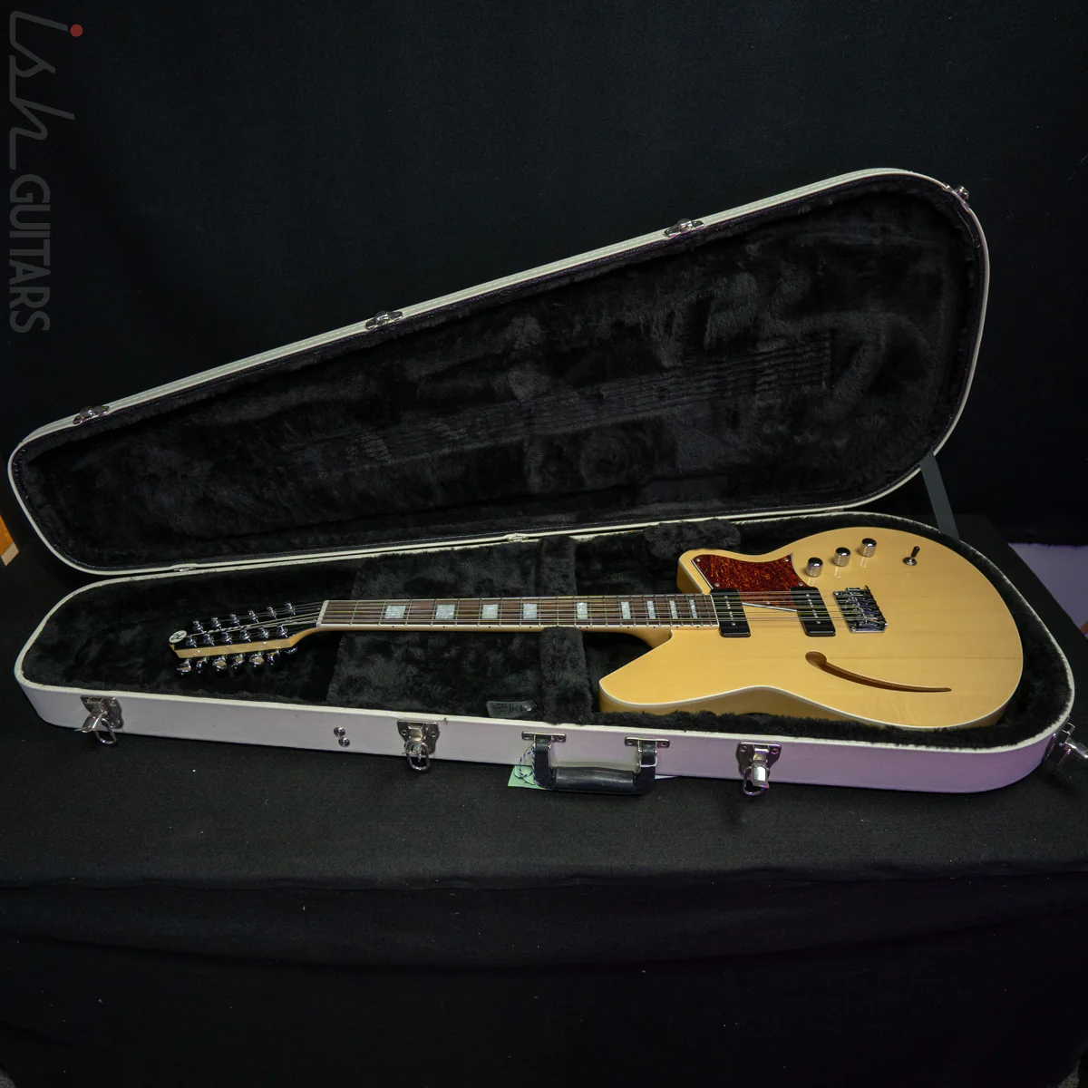 2017 Reverend Airwave 12 String Guitar Natural Teardrop Tuxedo Case - Image 17