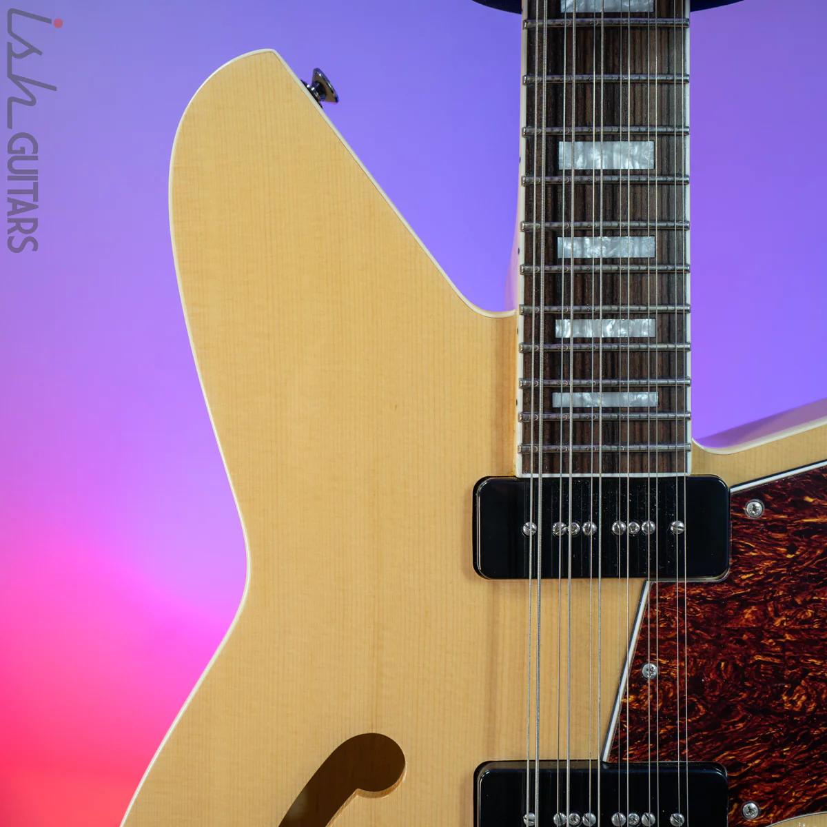 2017 Reverend Airwave 12 String Guitar Natural Teardrop Tuxedo Case - Image 3