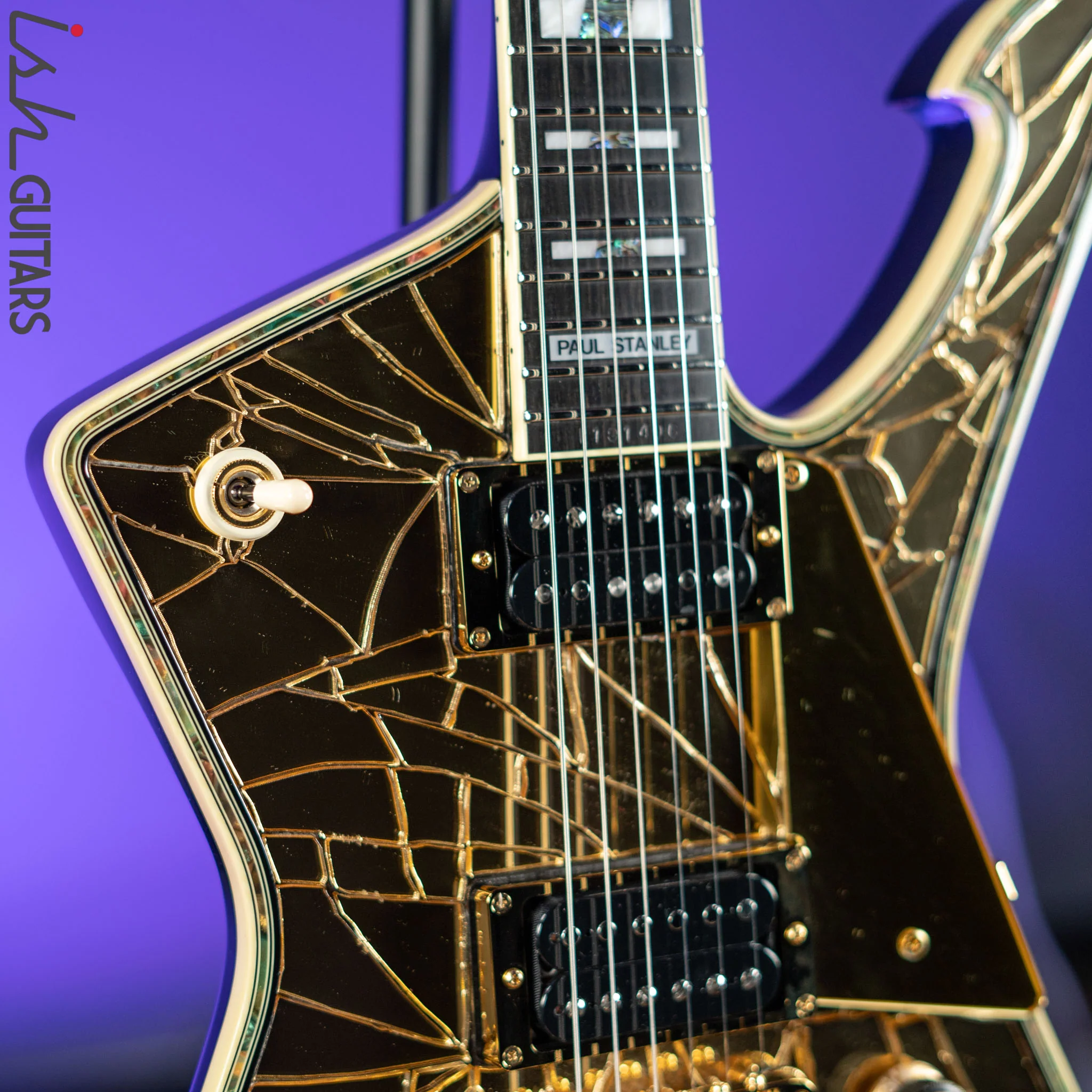 2019 Ibanez Paul Stanley Signature PS4CM Gold Cracked Mirror - Image 3