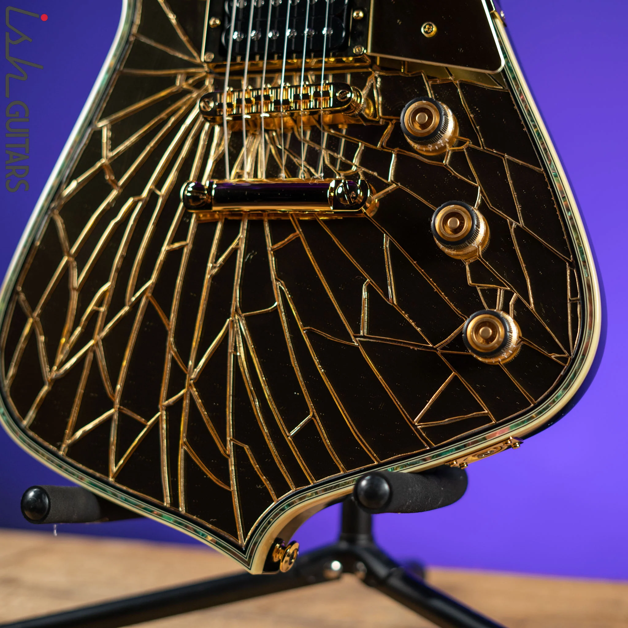 2019 Ibanez Paul Stanley Signature PS4CM Gold Cracked Mirror - Image 4