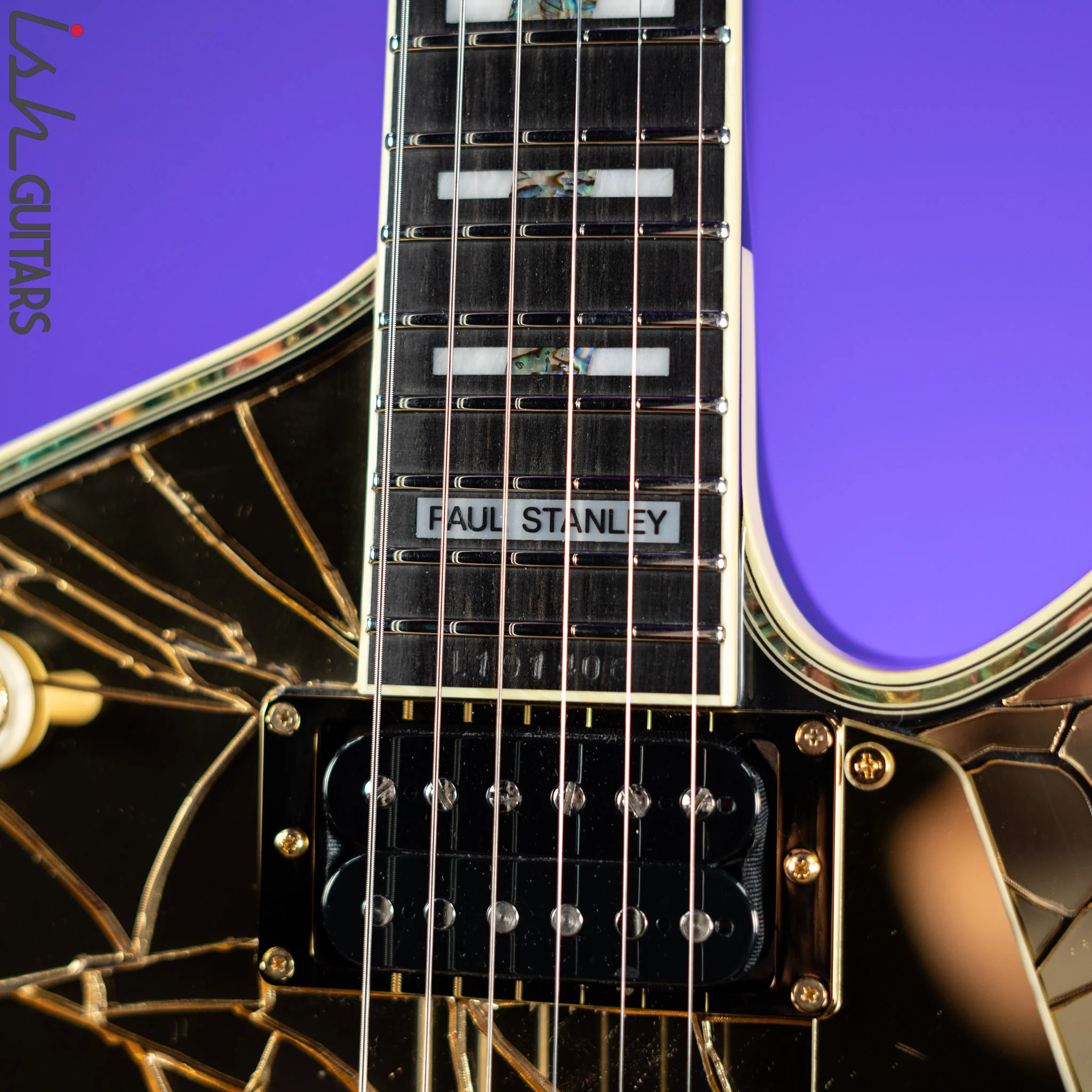2019 Ibanez Paul Stanley Signature PS4CM Gold Cracked Mirror - Image 5