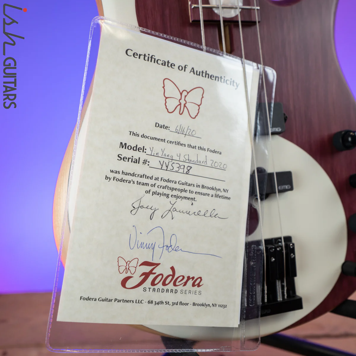 2020 Fodera Yin Yang Standard Purple Heart Olympic White 4 String - Image 12