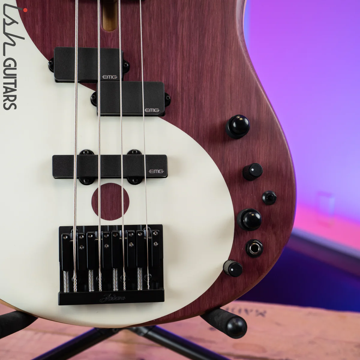 2020 Fodera Yin Yang Standard Purple Heart Olympic White 4 String - Image 4