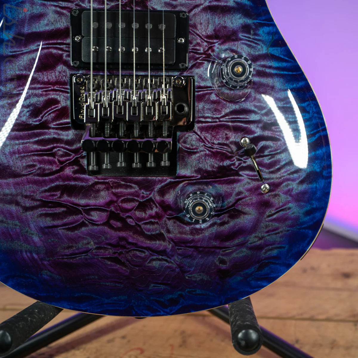 2020 PRS Custom 24 Floyd Wood Library 1 Piece Quilt Ash Violet Blue Burst - Image 4