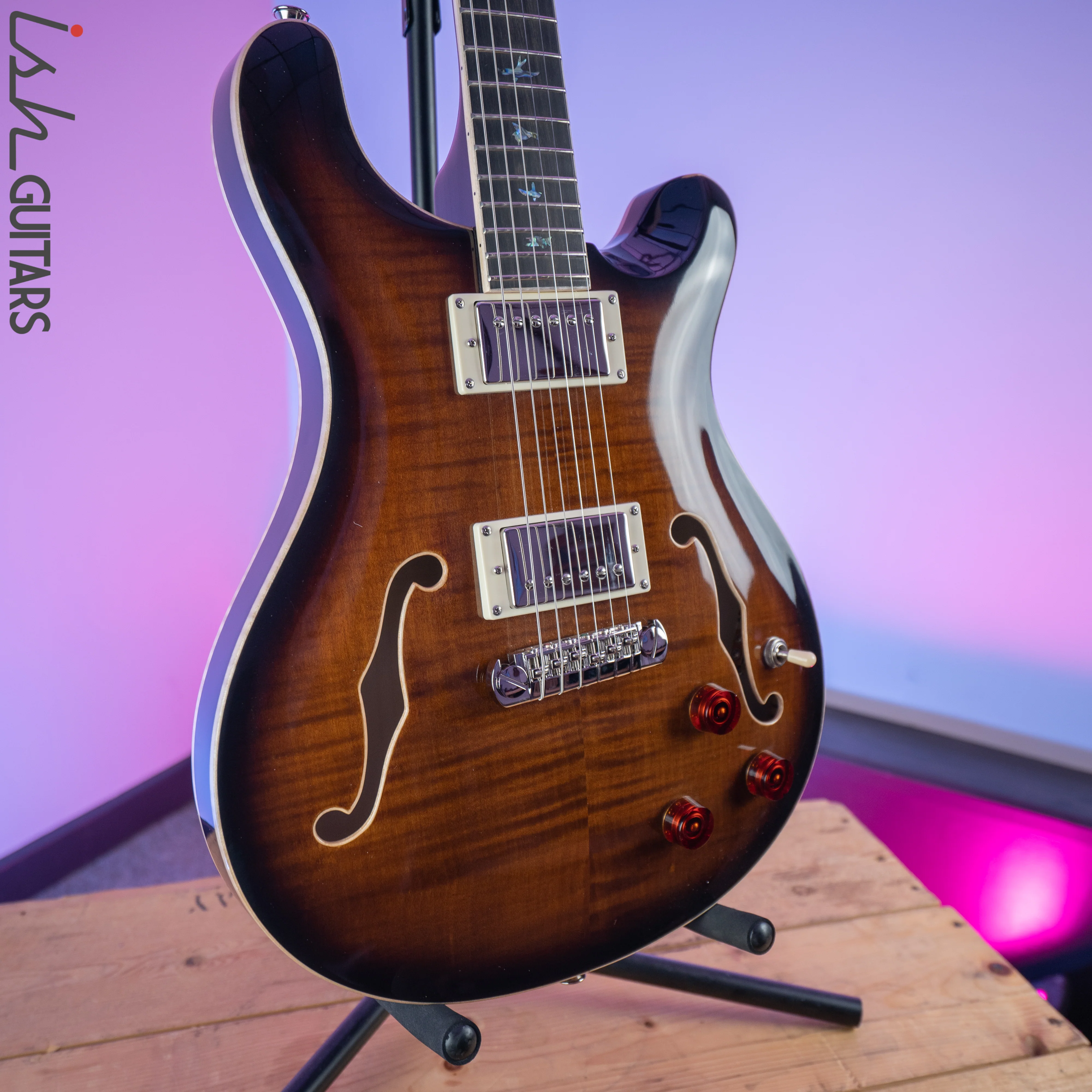 2020 PRS Paul Reed Smith SE Hollowbody II Piezo Black Gold Burst - Image 5