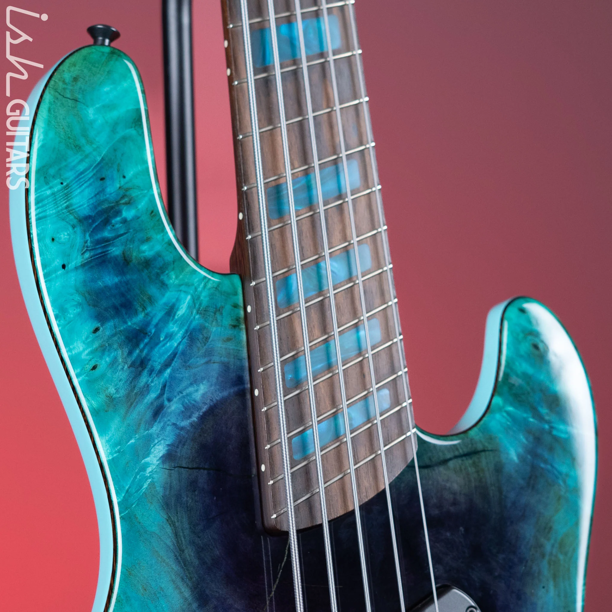 2021 Dingwall Super J 5-String Buckeye Burl Purple to Turquoise Reverseburst - Image 3