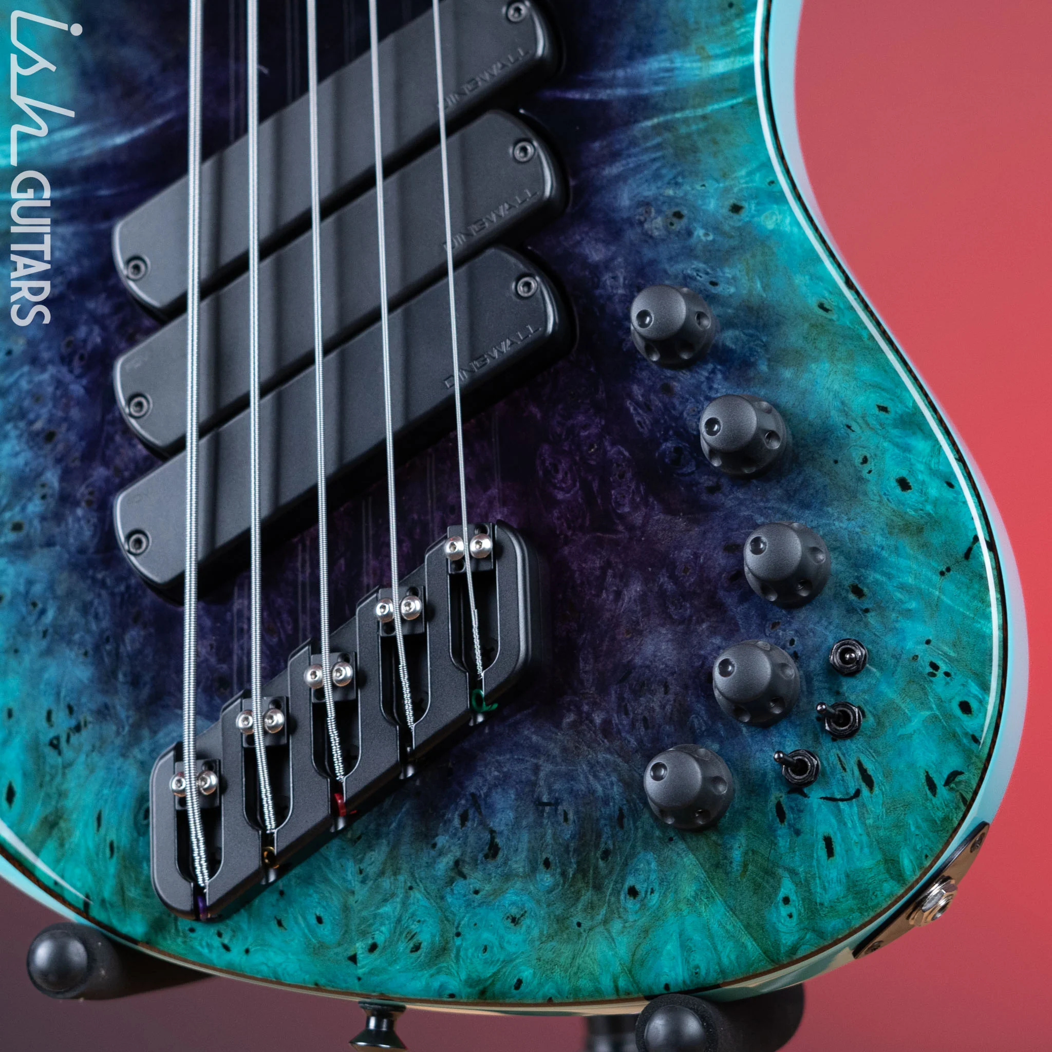 2021 Dingwall Super J 5-String Buckeye Burl Purple to Turquoise Reverseburst - Image 4