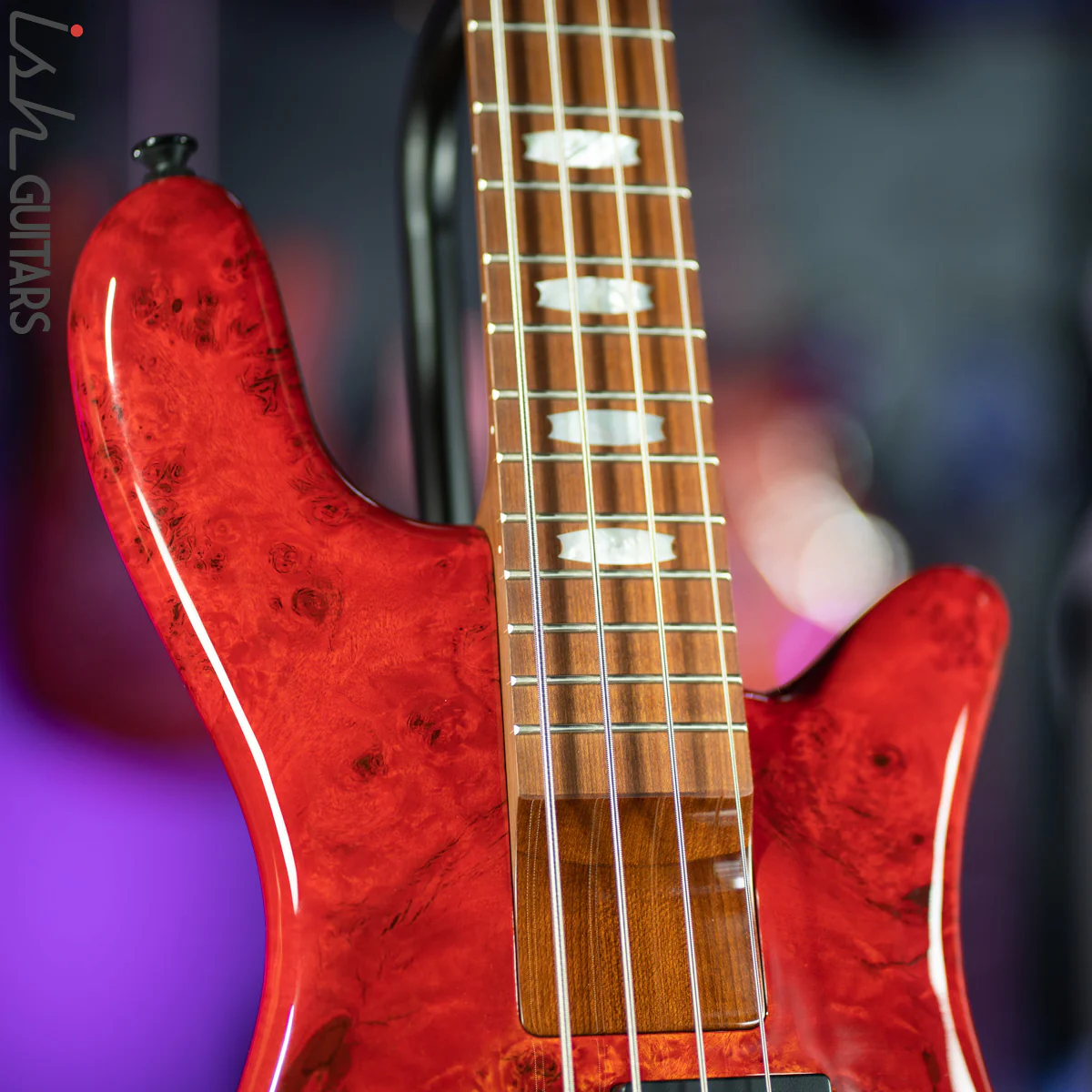 Spector Eurobolt 4 Inferno Red Gloss Poplar Burl Bass Guitar - Image 5