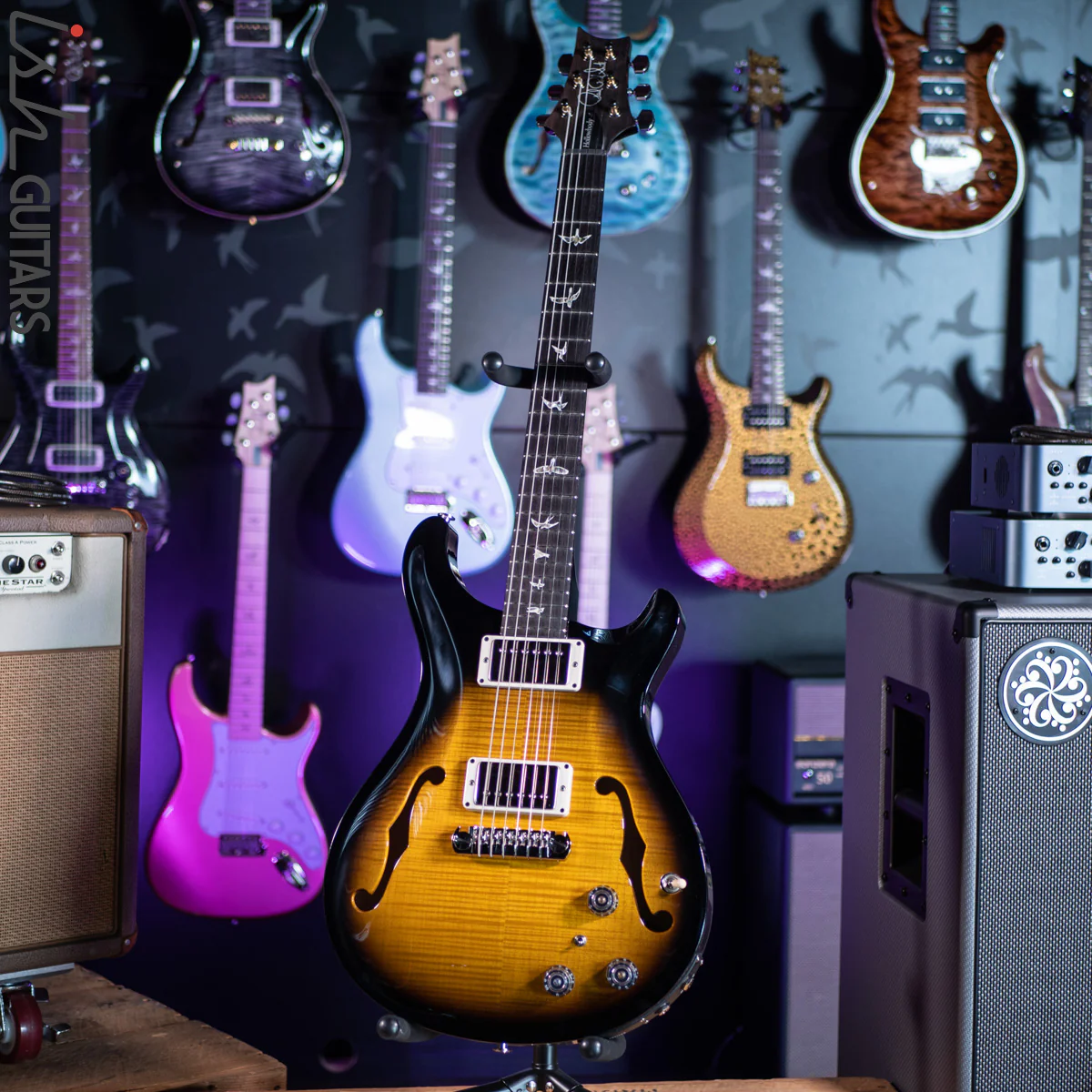 PRS Hollowbody II w/ Piezo Custom Color Amber Smokewrap - Image 2