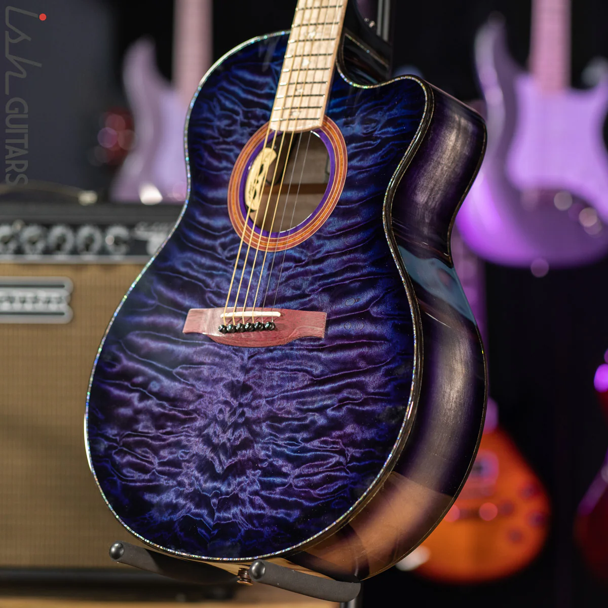 PRS Private Stock Angelus Acoustic Aqua Violet Smoked Burst - Image 6
