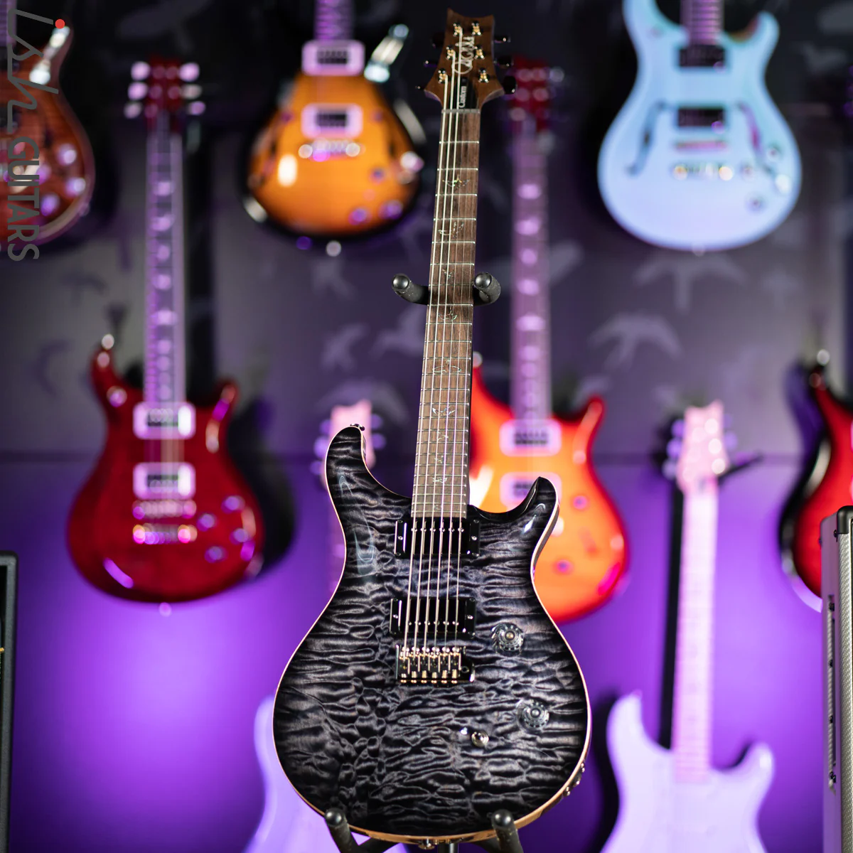 PRS Custom 24 Wood Library 1 Piece 10 Top Quilt Rosewood Neck Purple Mist - Image 2