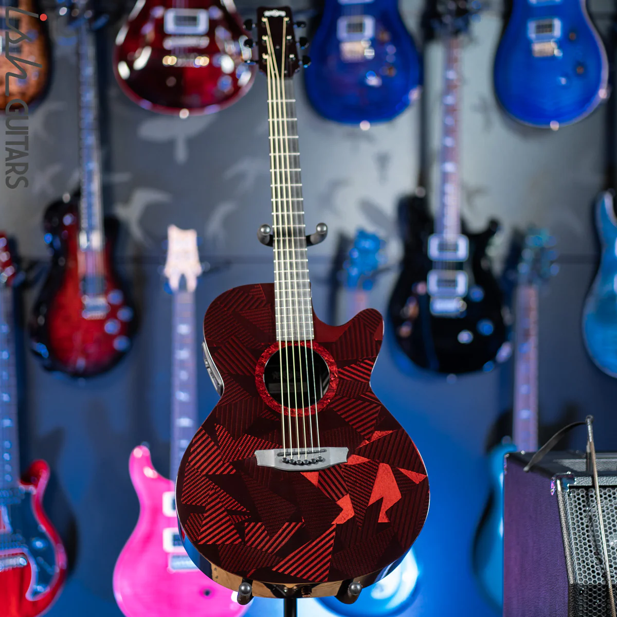 2021 RainSong BI-WS1000N2C Black Ice Acoustic Guitar Ish Exclusive Cranberry Red - Image 2