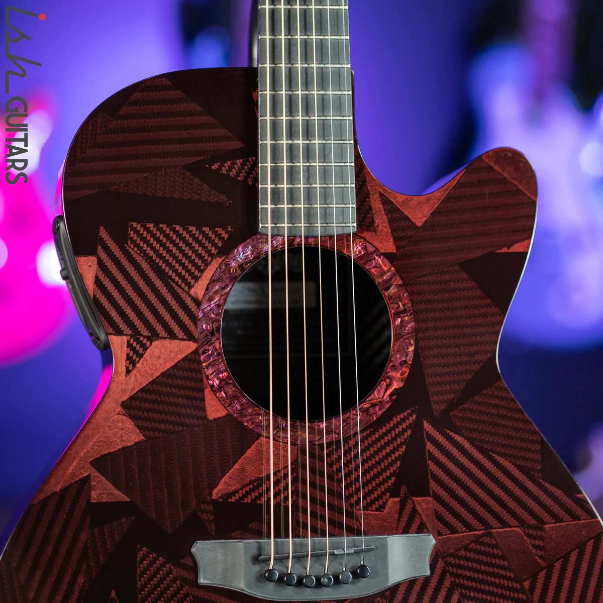 2021 RainSong BI-WS1000N2C Black Ice Acoustic Guitar Ish Exclusive Cranberry Red - Image 3