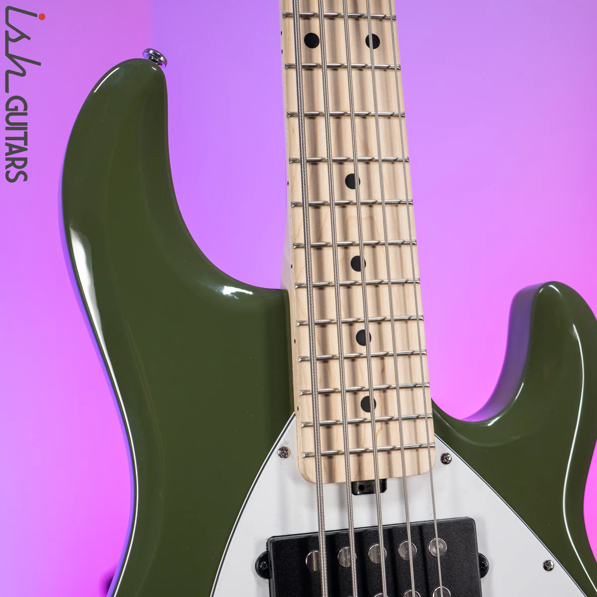 Sterling by Music Man StingRay 5 HH Sub Series Olive Green - Image 3