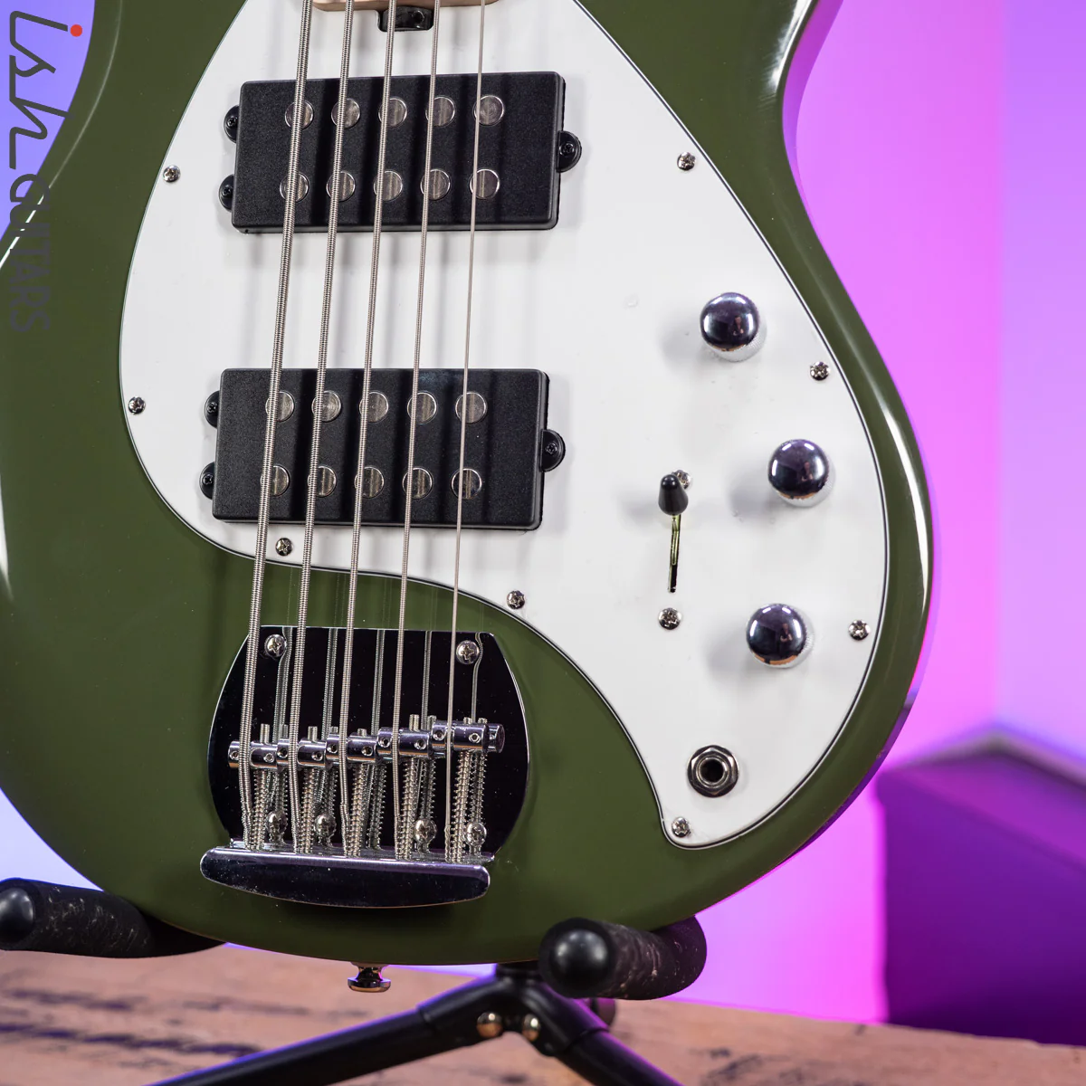 Sterling by Music Man StingRay 5 HH Sub Series Olive Green - Image 4