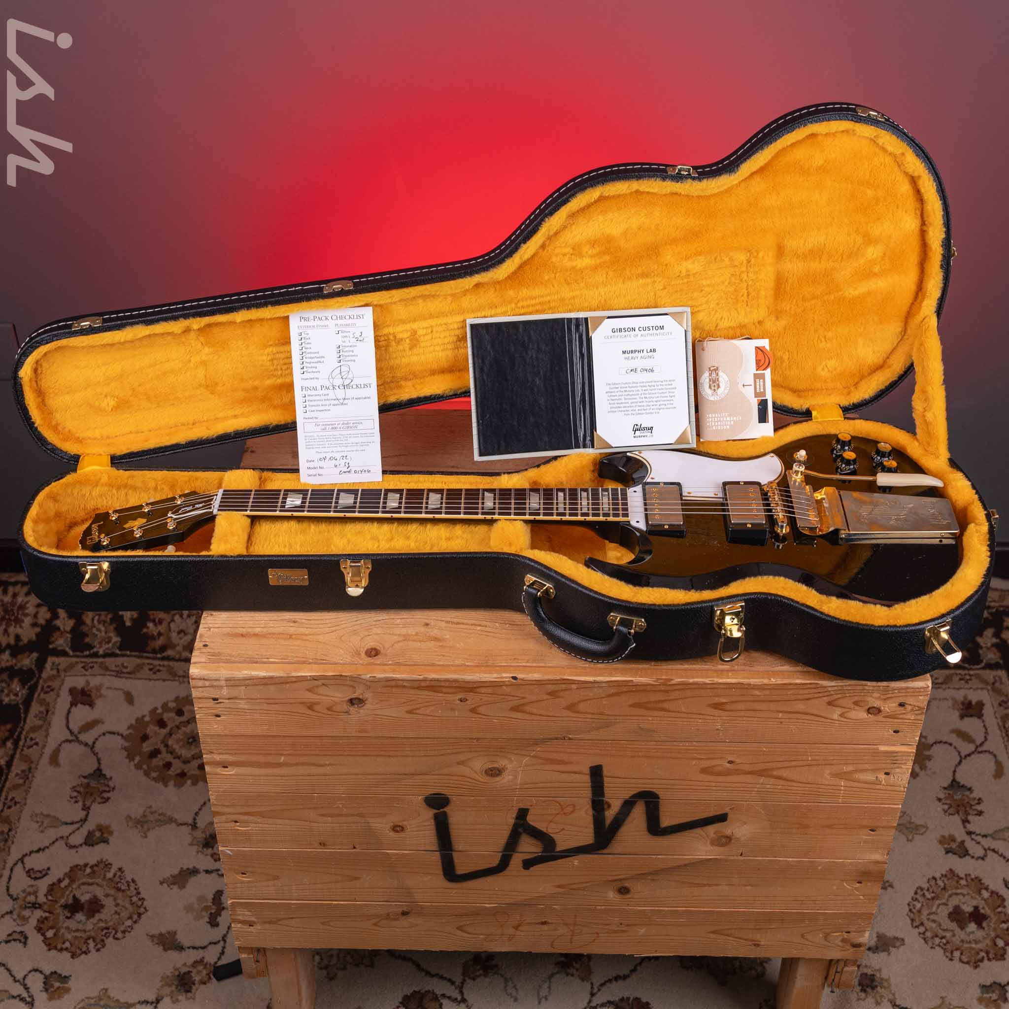 2022 Gibson SG Les Paul Murphy Lab Heavy Relic Black - Image 14