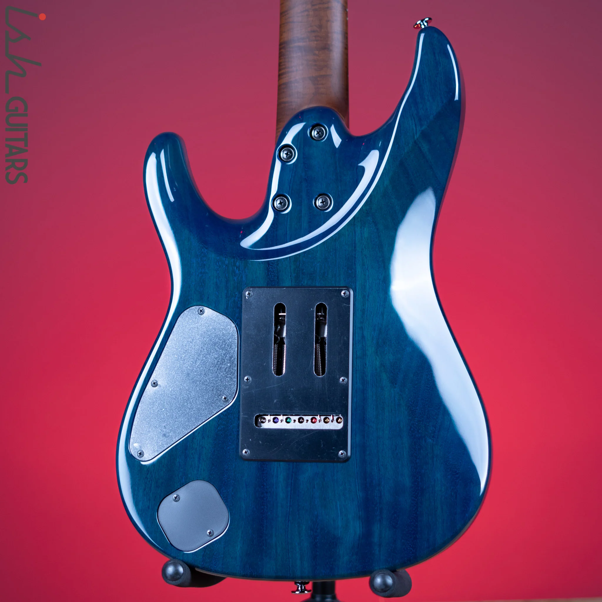 Ibanez Prestige MM7 Martin Miller Signature 7-String Guitar Transparent Aqua Blue - Image 7