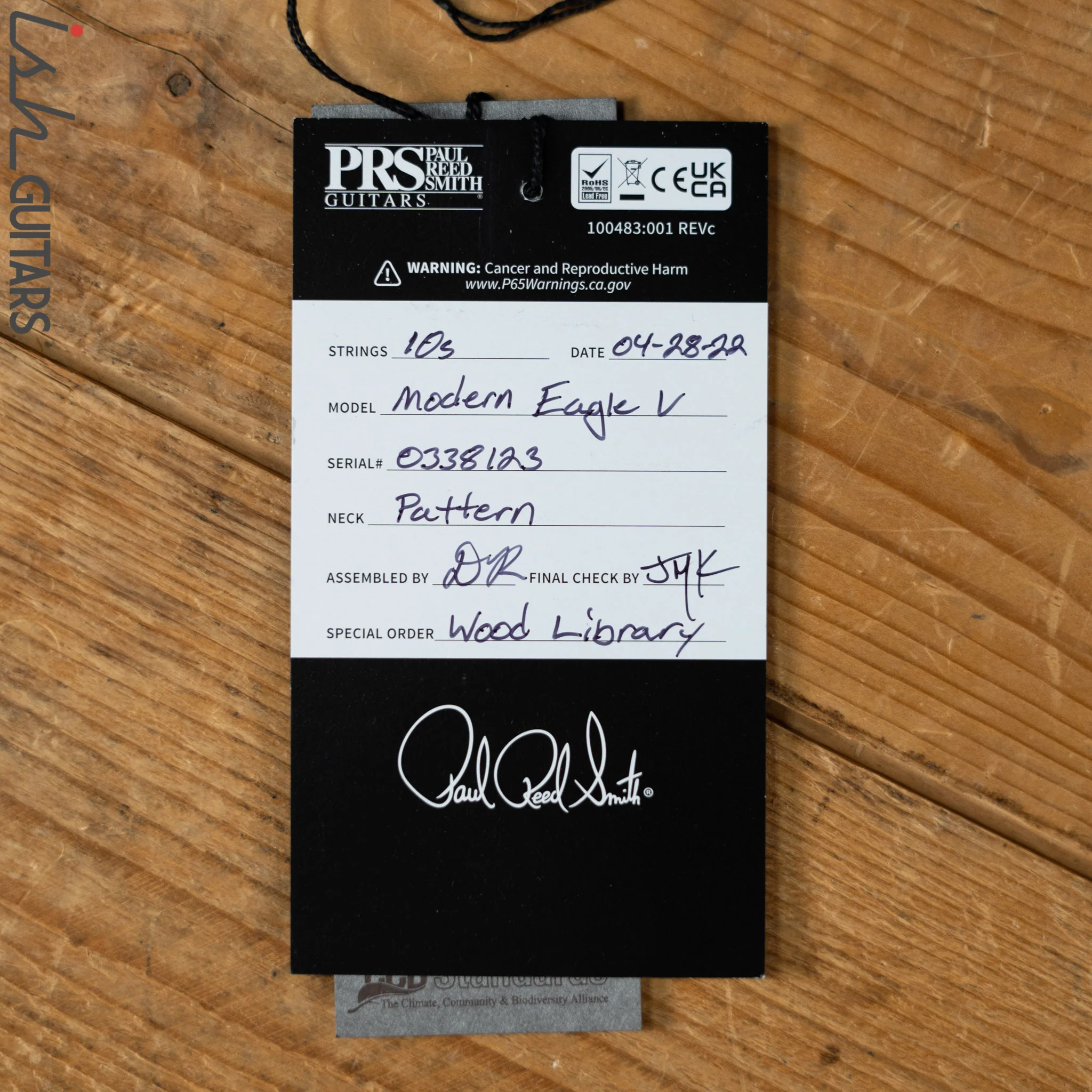 PRS Wood Library Modern Eagle V 10-Top Quilt Jade Green Smoked Burst Wrap - Image 13