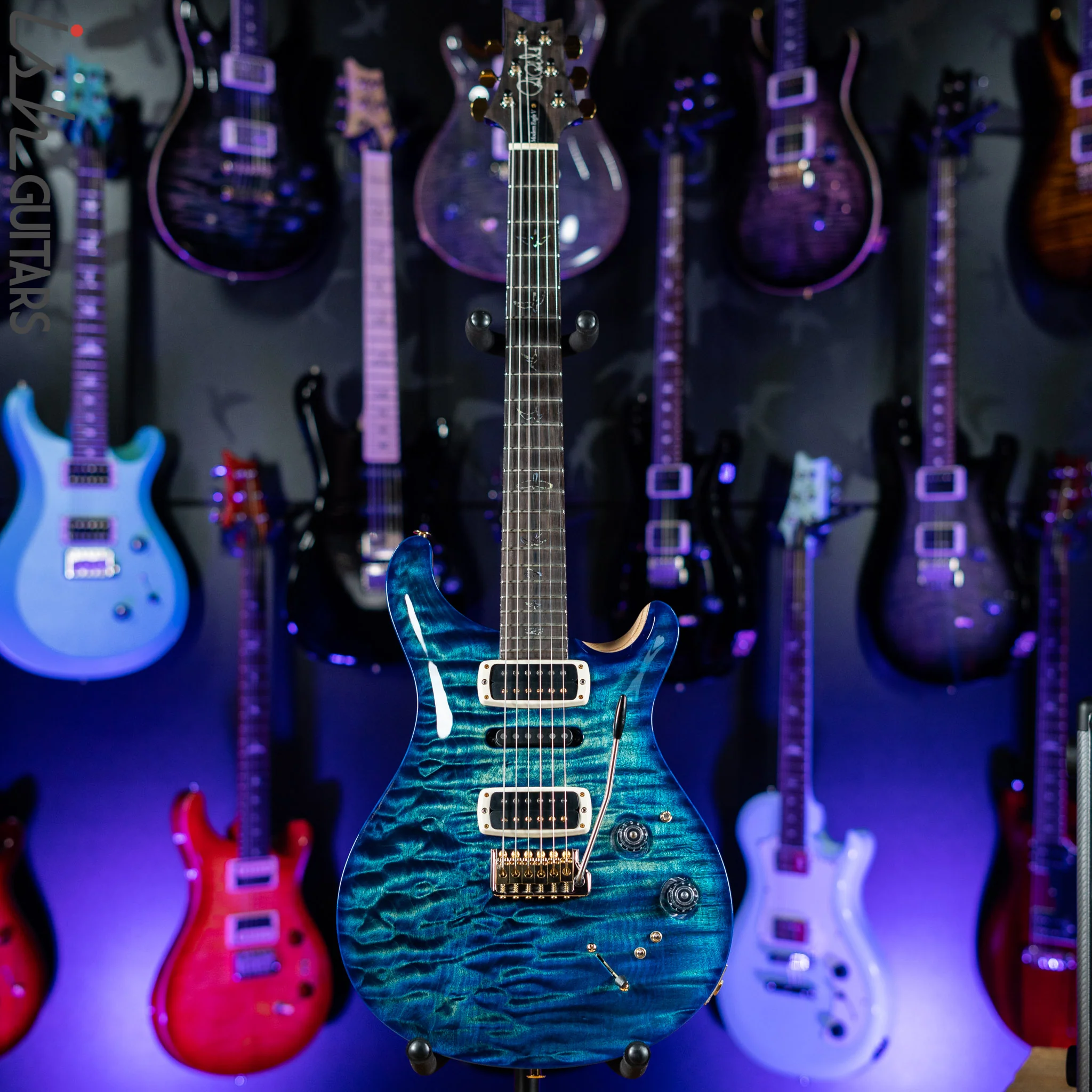PRS Modern Eagle V Wood Library One Piece Quilt River Blue w/ Blue Burst - Image 2