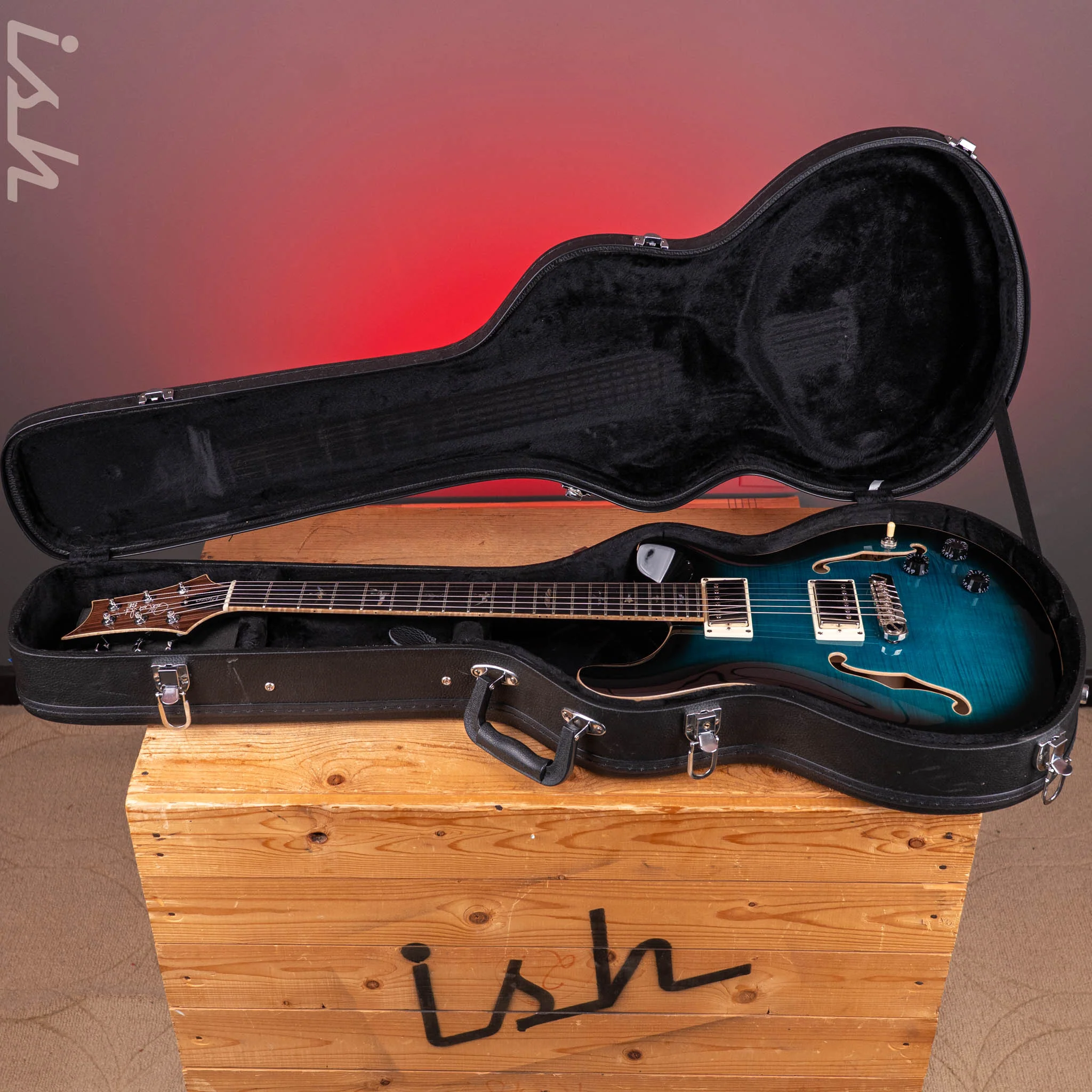 2022 PRS SE Hollowbody II Piezo Electric Guitar Peacock Blue Sunburst - Image 24