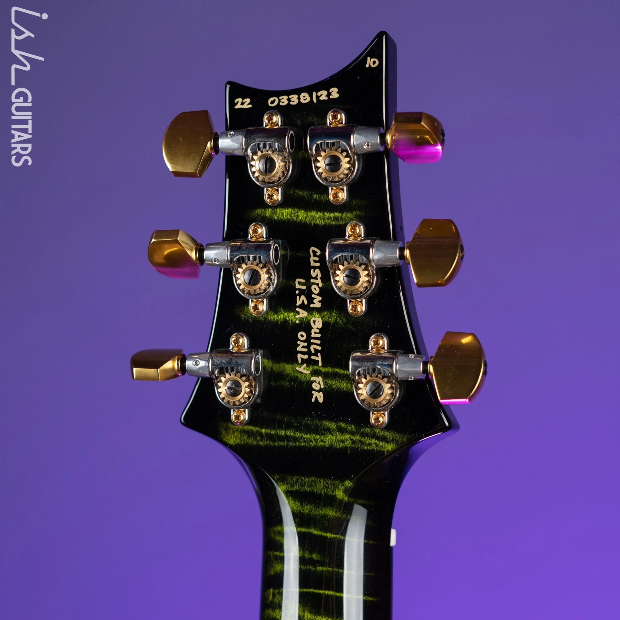 2022 PRS Wood Library Modern Eagle V 10-Top Quilt Jade Green Smoked Burst Wrap - Image 12